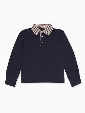 Navy Tijo Long Sleeve Boy Rugby Shirt