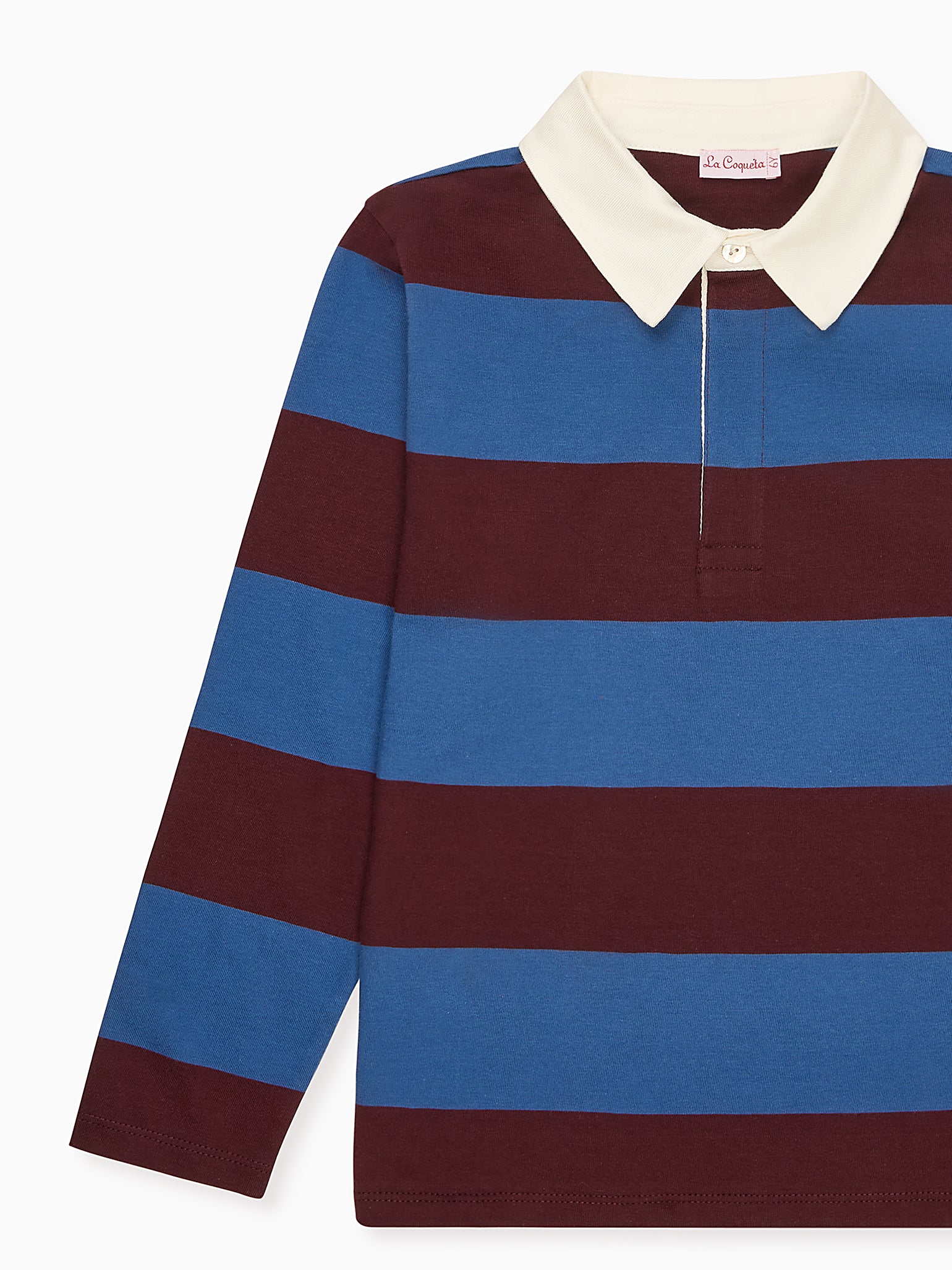 Petrol Blue Stripe Tijo Long Sleeve Boy Rugby Shirt