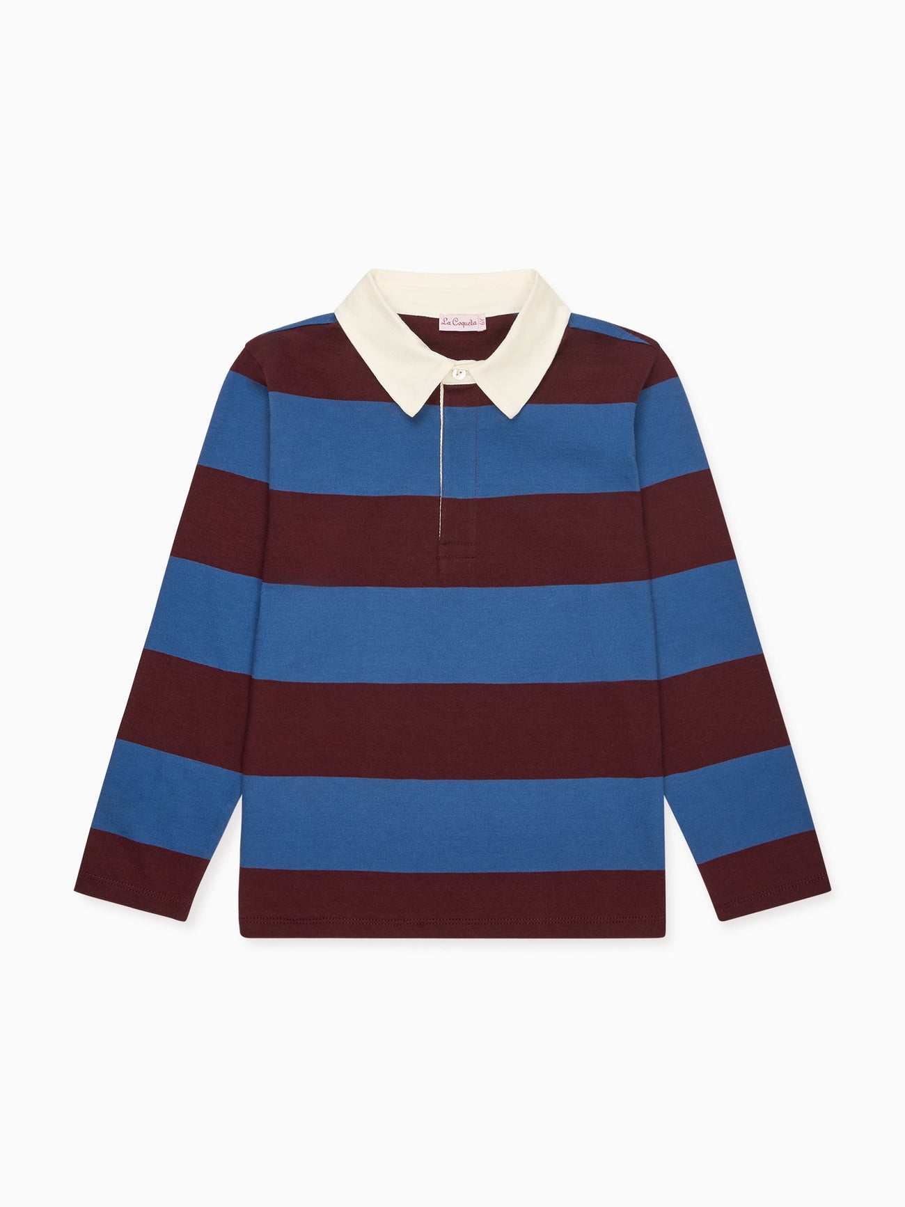 Petrol Blue Stripe Tijo Long Sleeve Boy Rugby Shirt