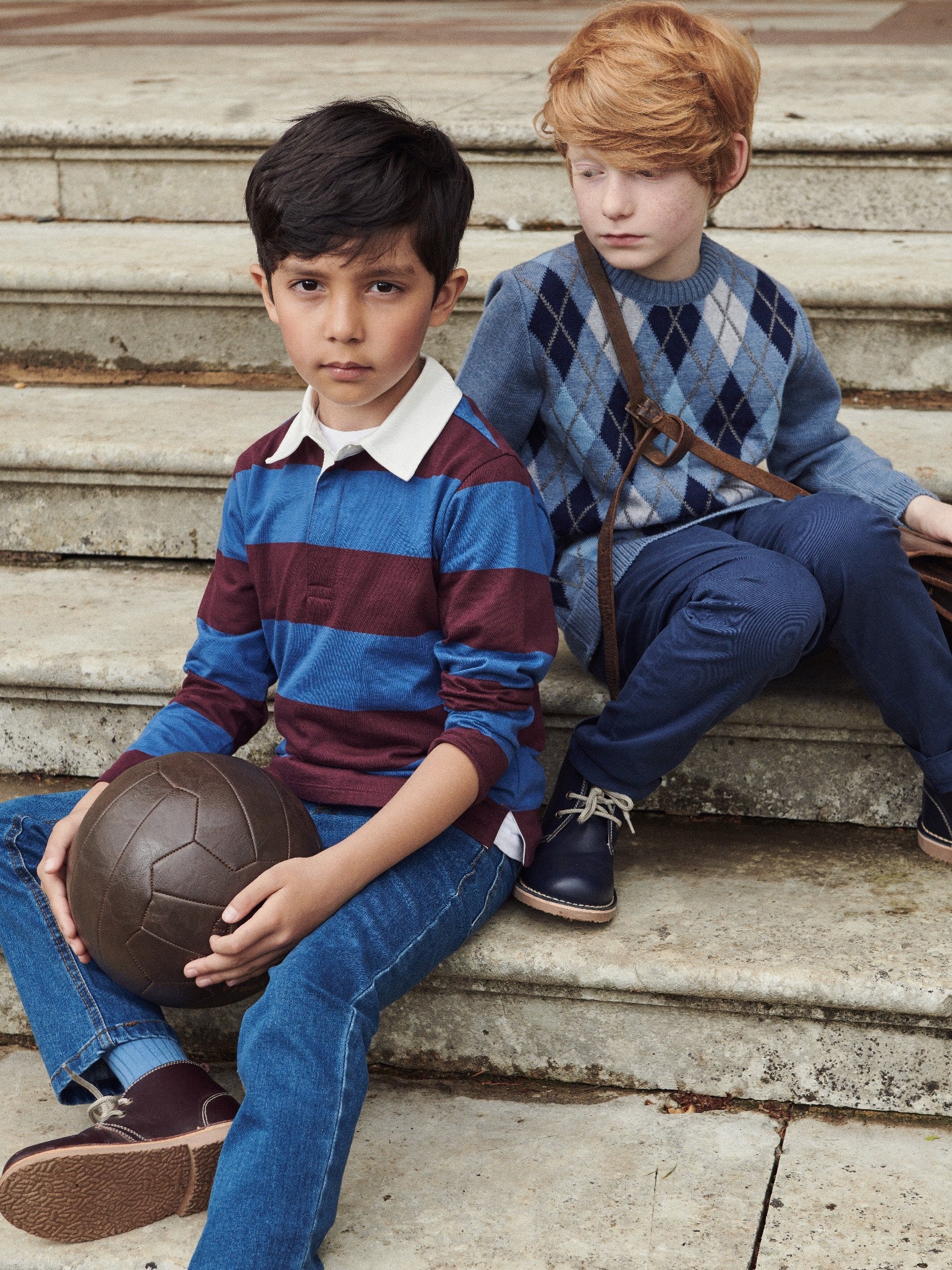 Petrol Blue Stripe Tijo Long Sleeve Boy Rugby Shirt
