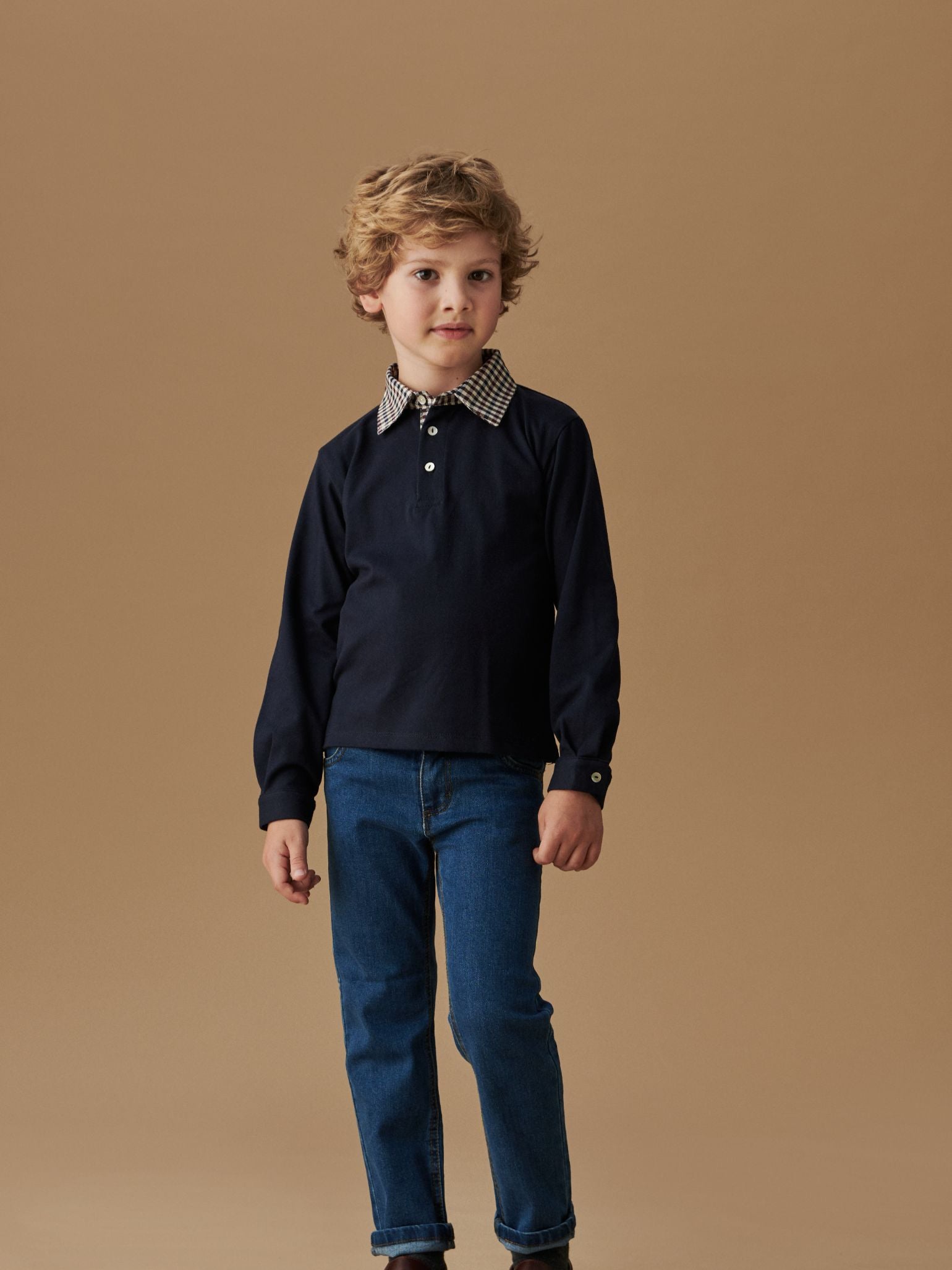 Navy Tijo Long Sleeve Boy Rugby Shirt