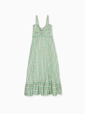 Sage Floral Stripe Toledo Women Midi Dress