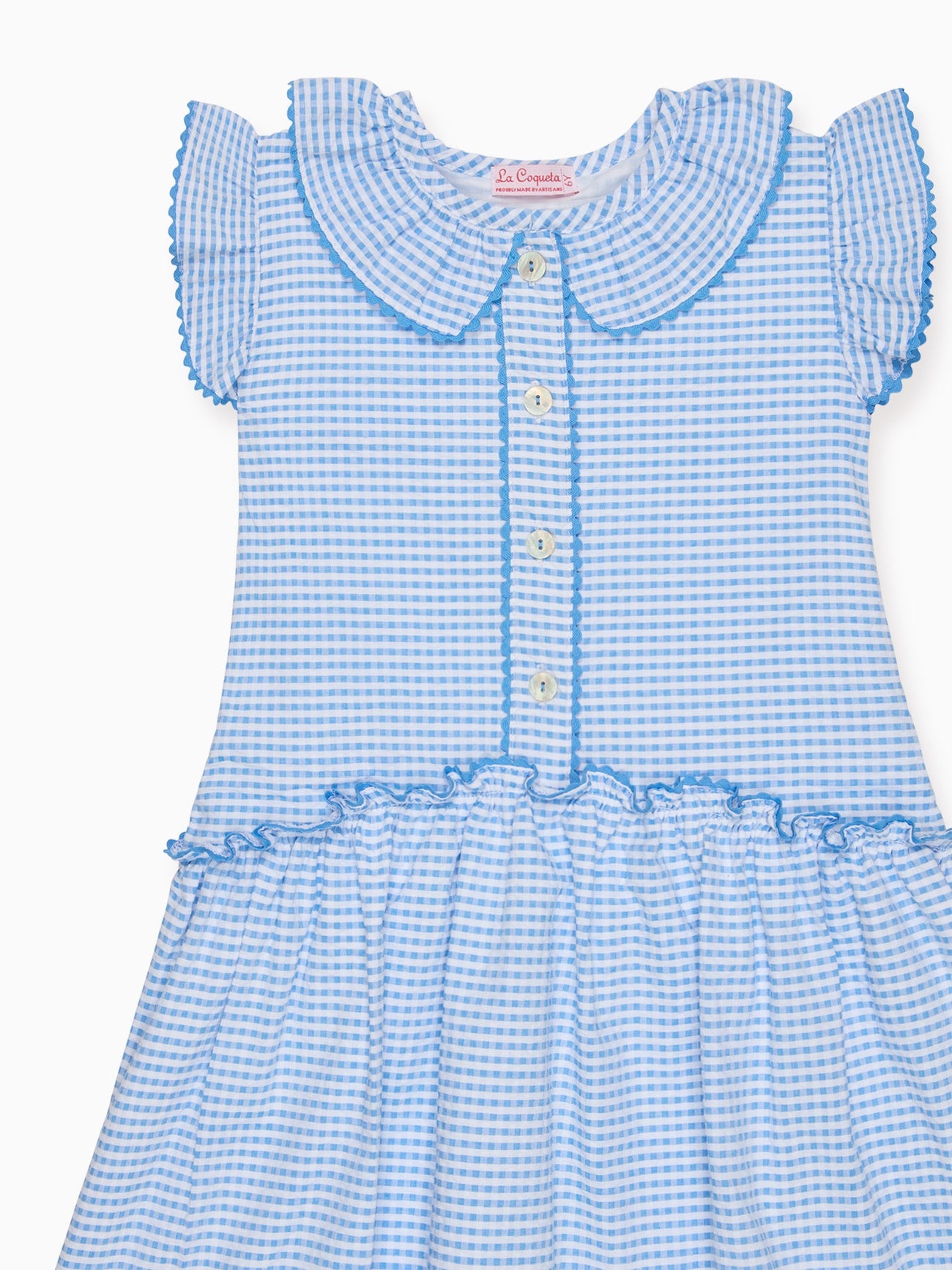 Blue Gingham Fabiola Girl Drop Waist Dress