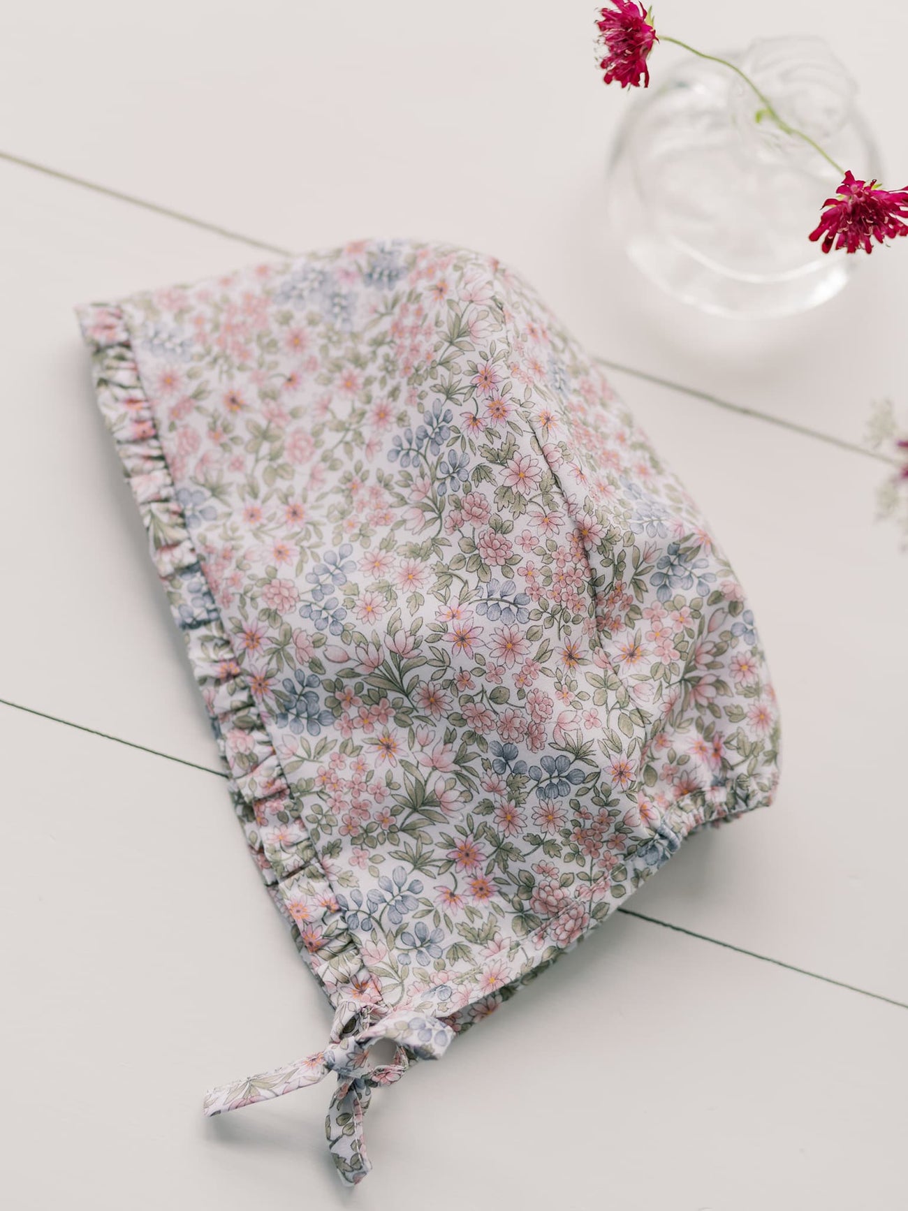 Pink Floral Varela Cotton Baby Girl Bonnet