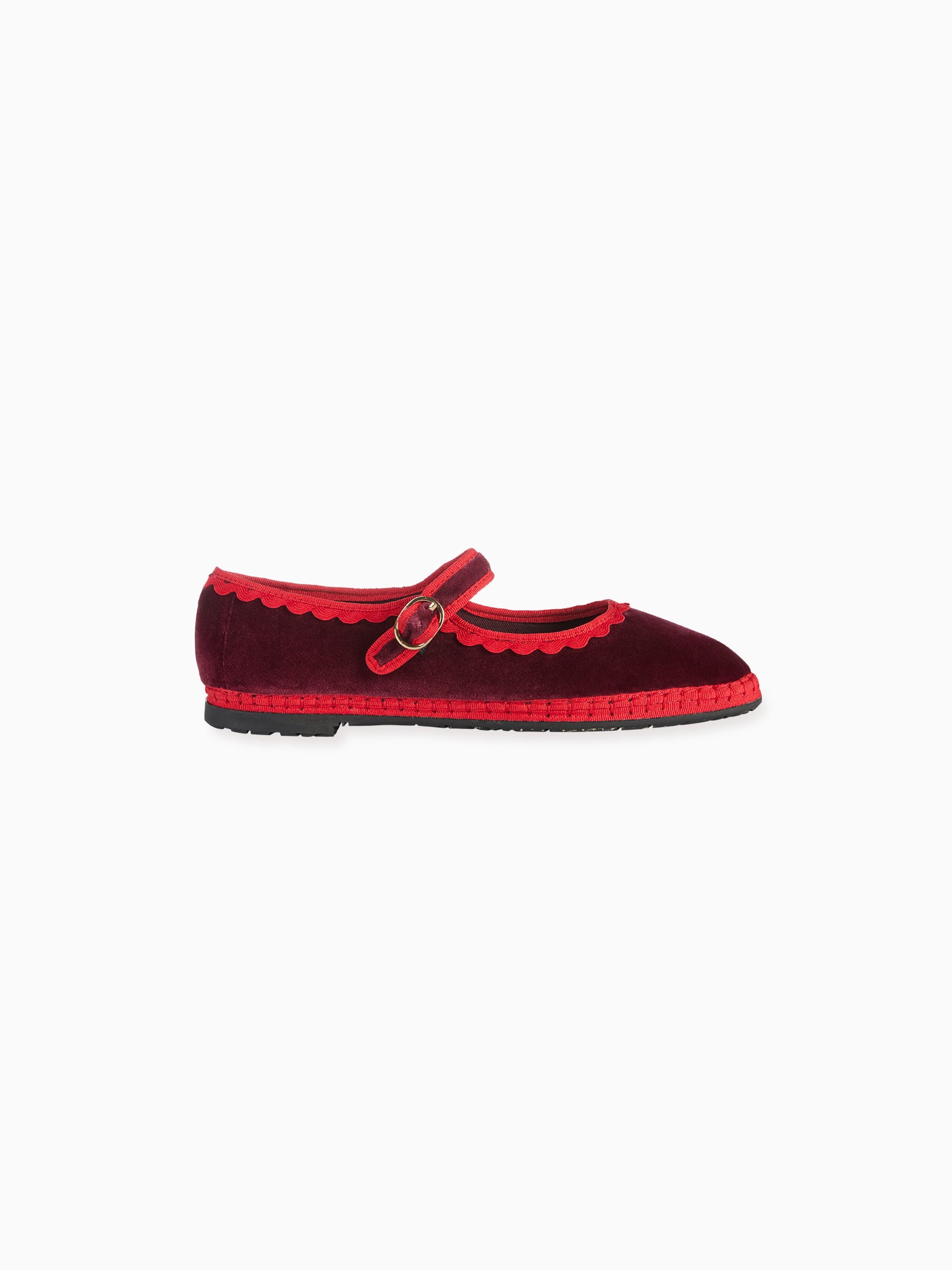 Flabelus x La Coqueta Woman Burgundy Velvet Mary Jane Shoes