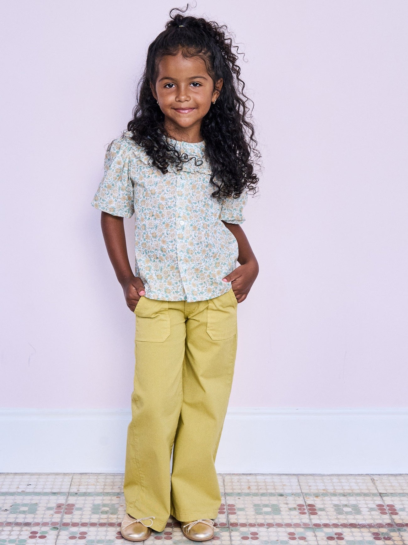 Yellow Floral Violetta Girl Shirt