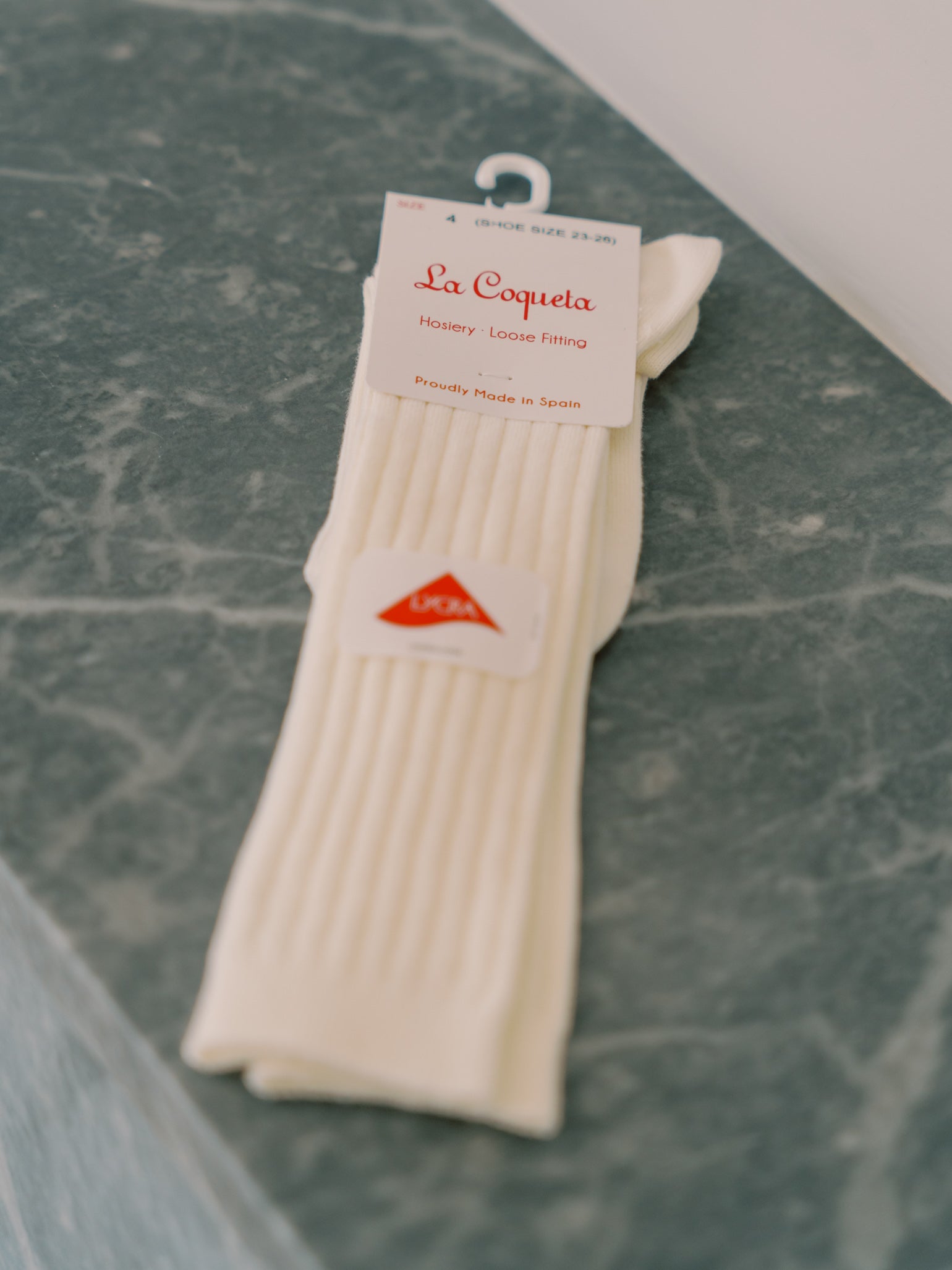 Off White Ribbed Knee High Kids Socks