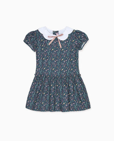 Navy Floral Xana Girl Drop Waist Dress