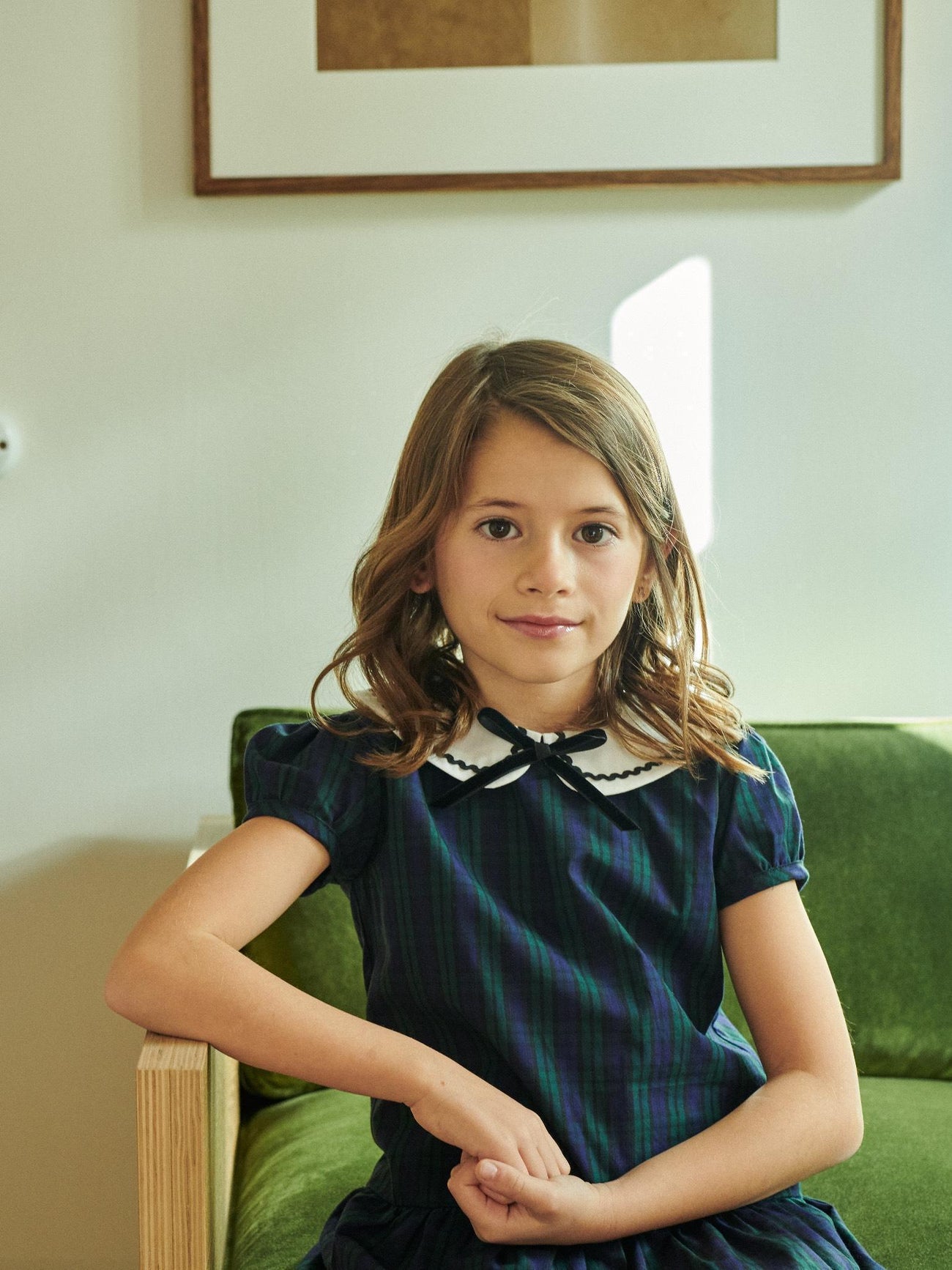 Navy Check Xana Girl Drop Waist Dress
