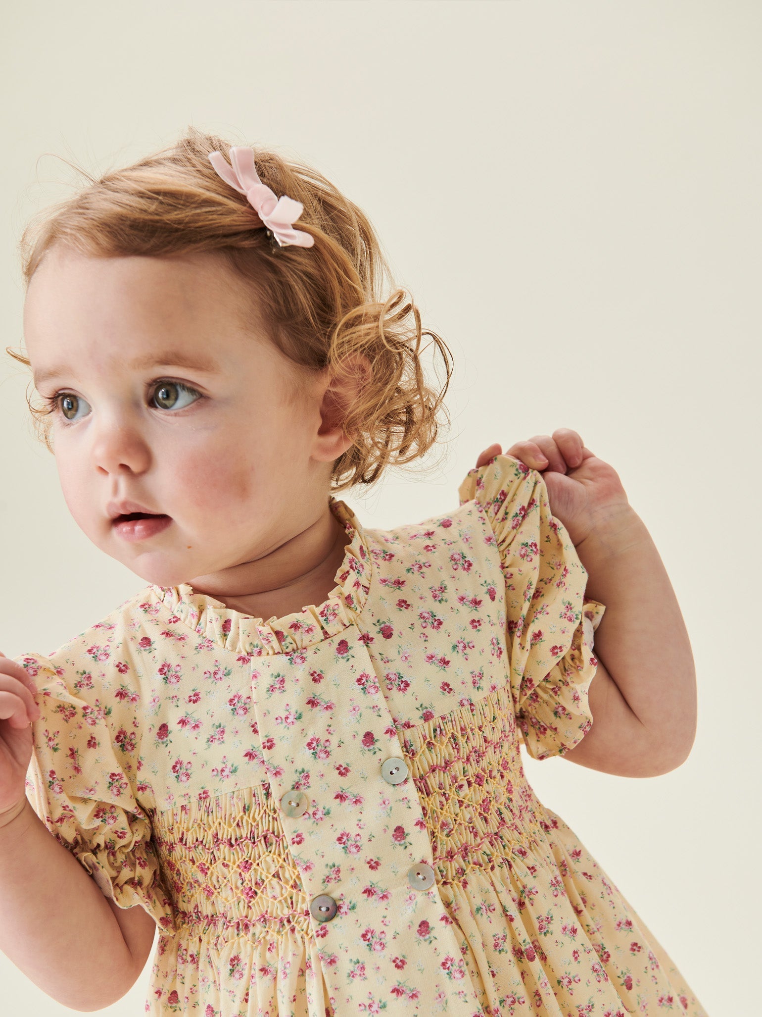 Yellow Floral Carla Baby Girl Hand-Smocked Set