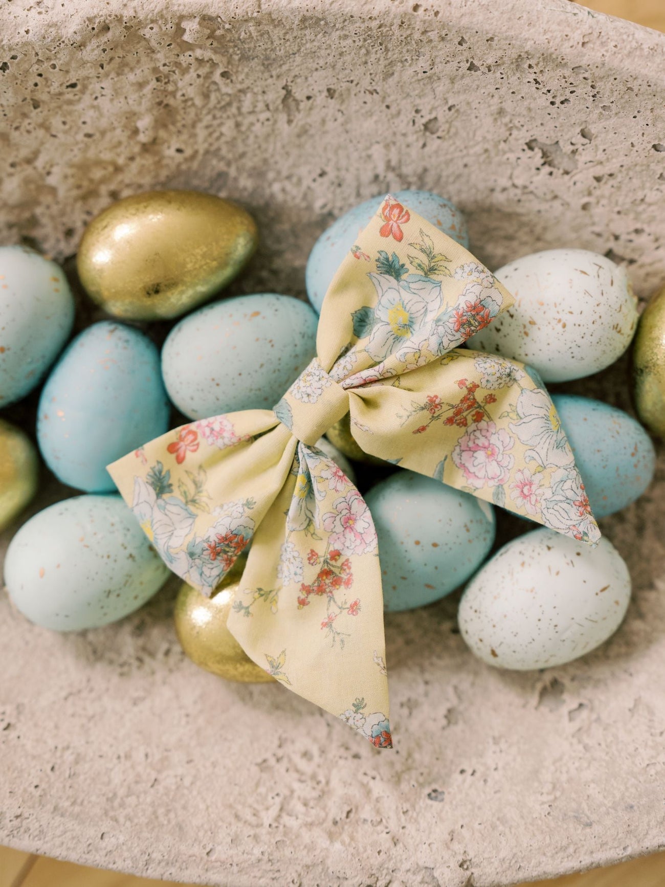 Yellow Floral Girl Large Bow Clip