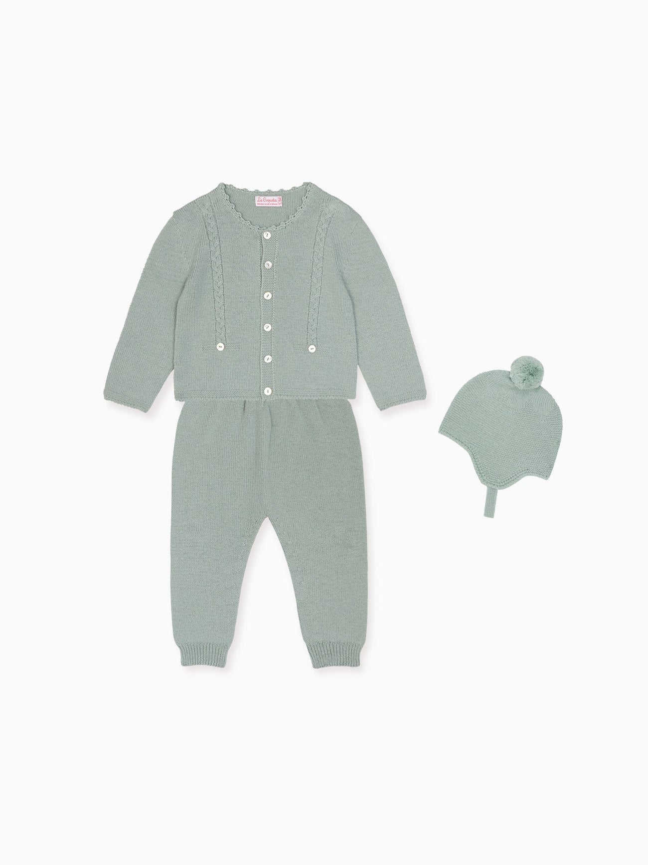 Sage Green Zas Merino Baby Gift Box Set