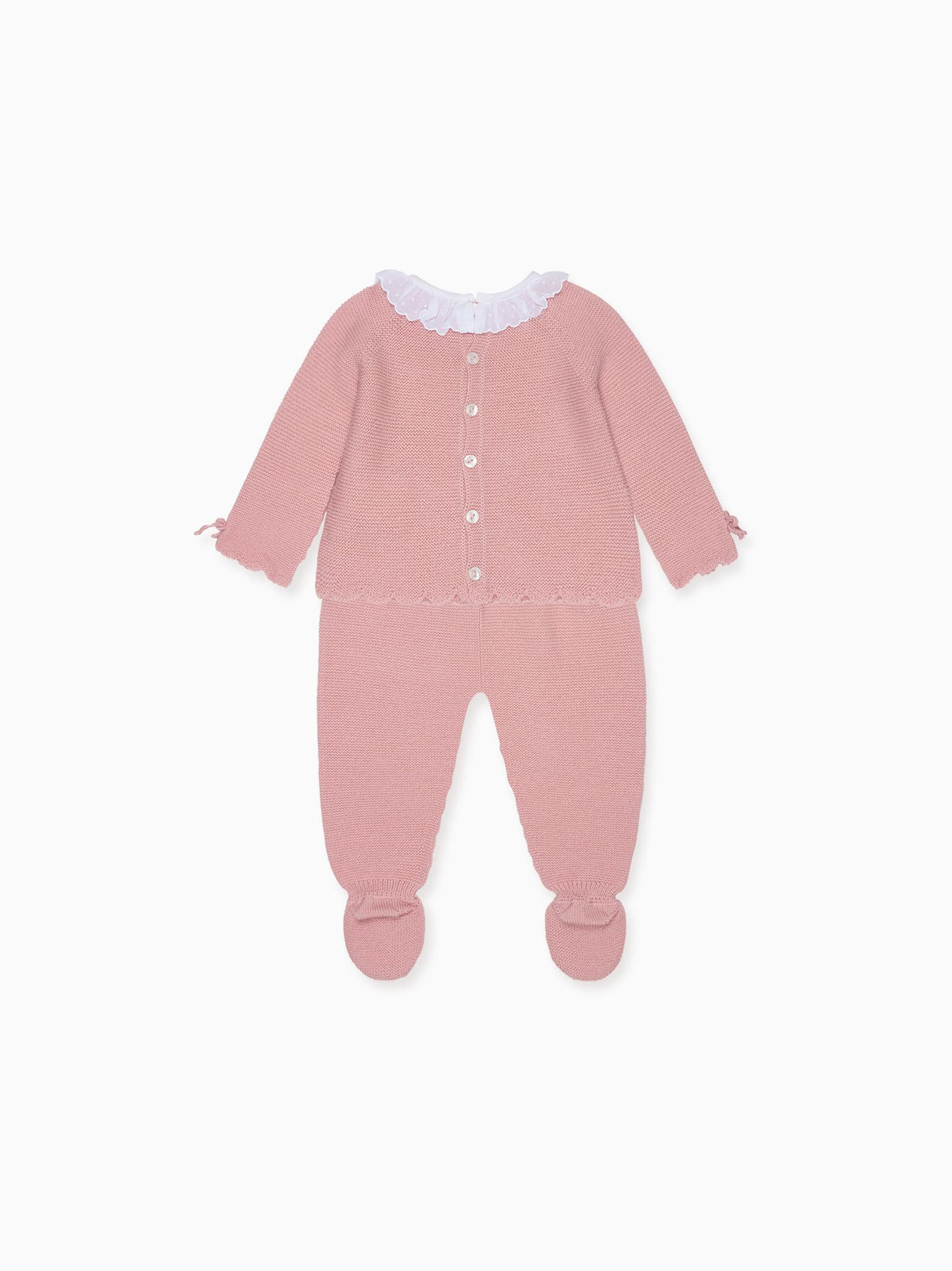 Dusty Pink Leonor Merino Baby Girl Knitted Set