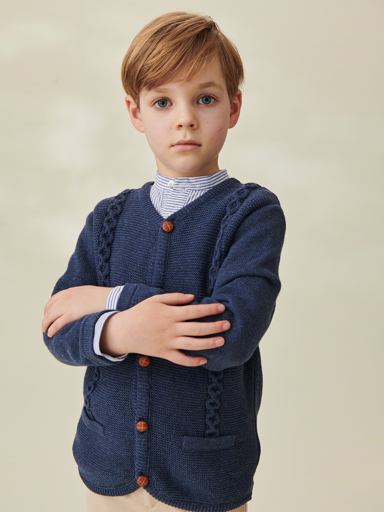 Navy Zas Boy Cotton Cardigan