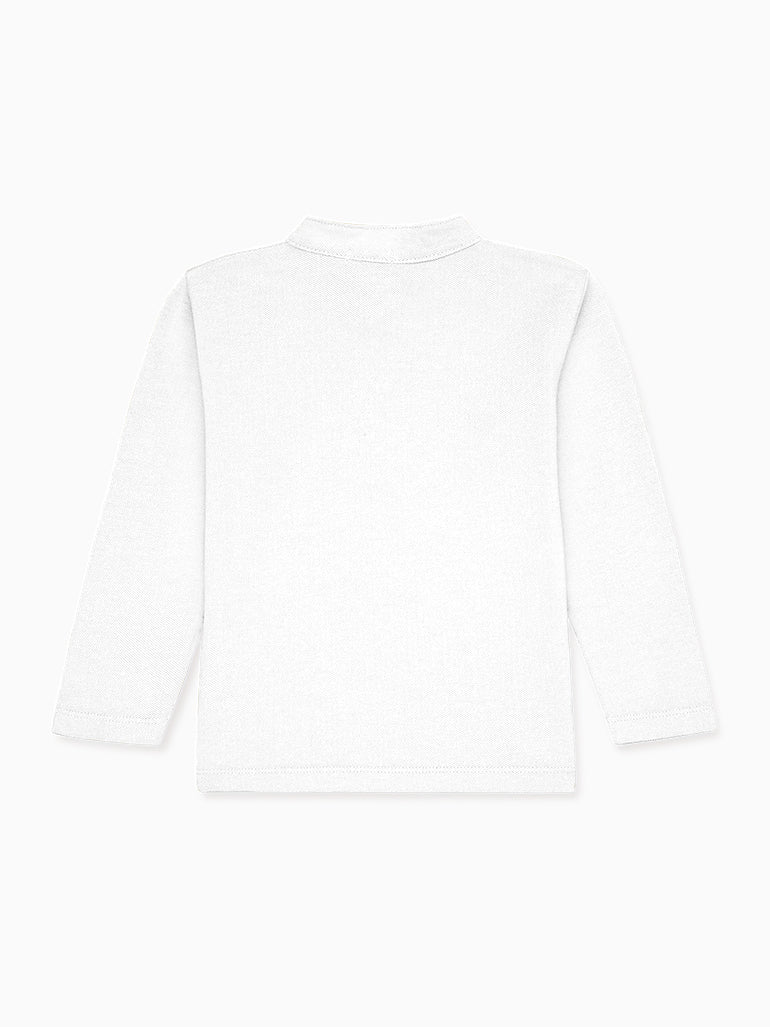 White Alcomo Long Sleeve Boy Polo Shirt