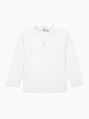 White Alcomo Long Sleeve Boy Polo Shirt