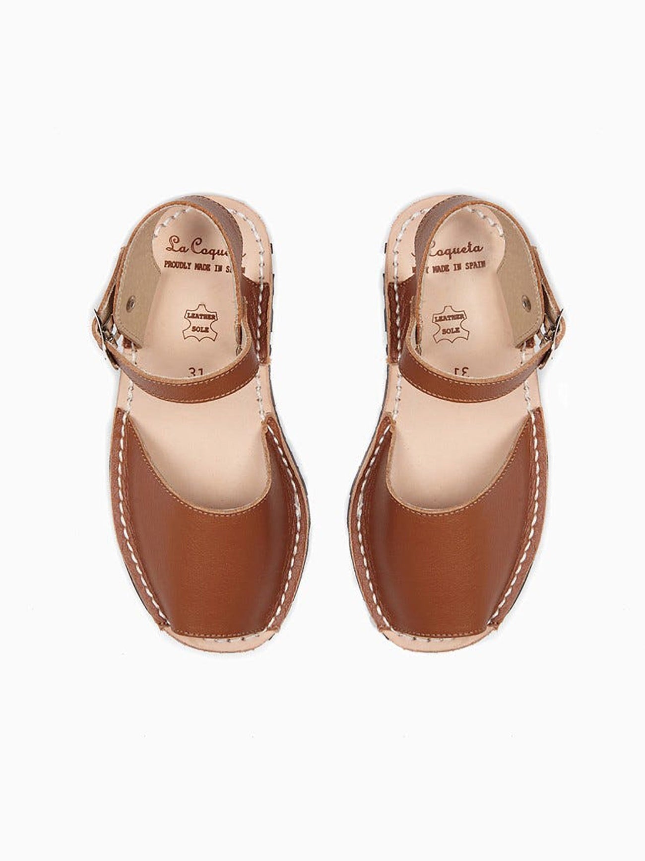 Tan Leather Kids Avarca Sandals