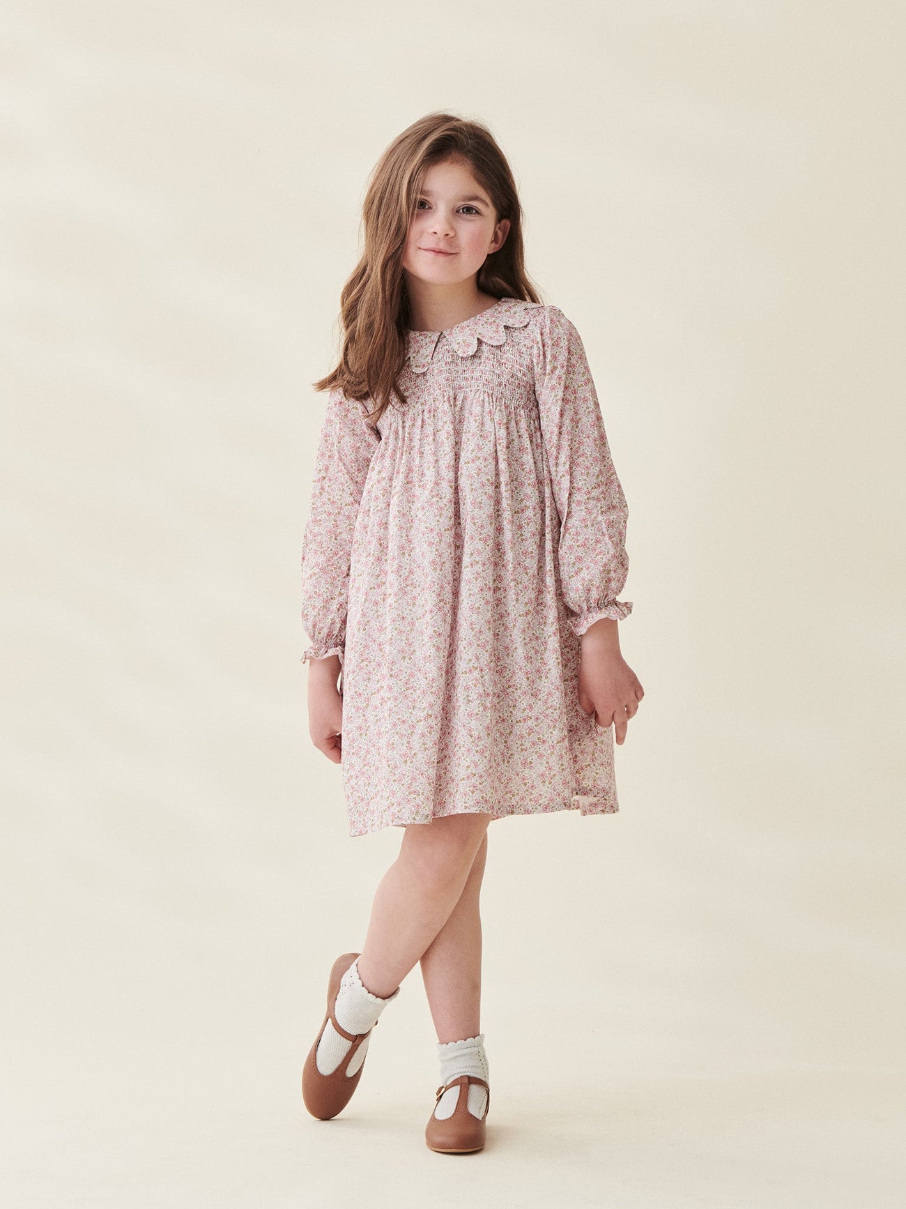 Pink Floral Catalina Girl Smock Dress