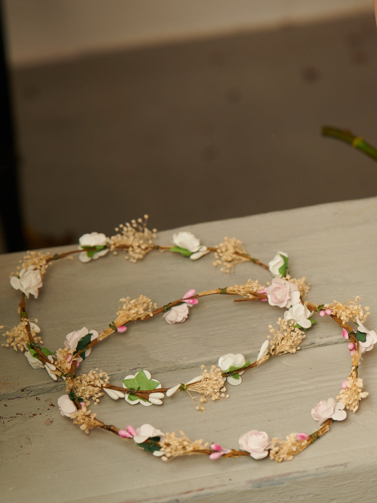 Rose Pink Vintage Floral Girl Hair Garland