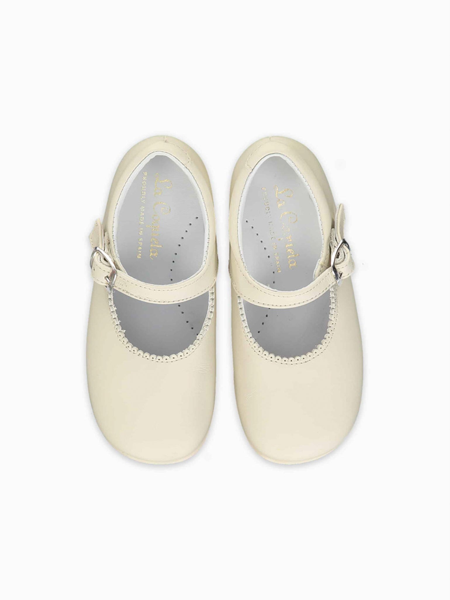 Ivory Leather Toddler Mary Jane Shoes La Coqueta Kids UK
