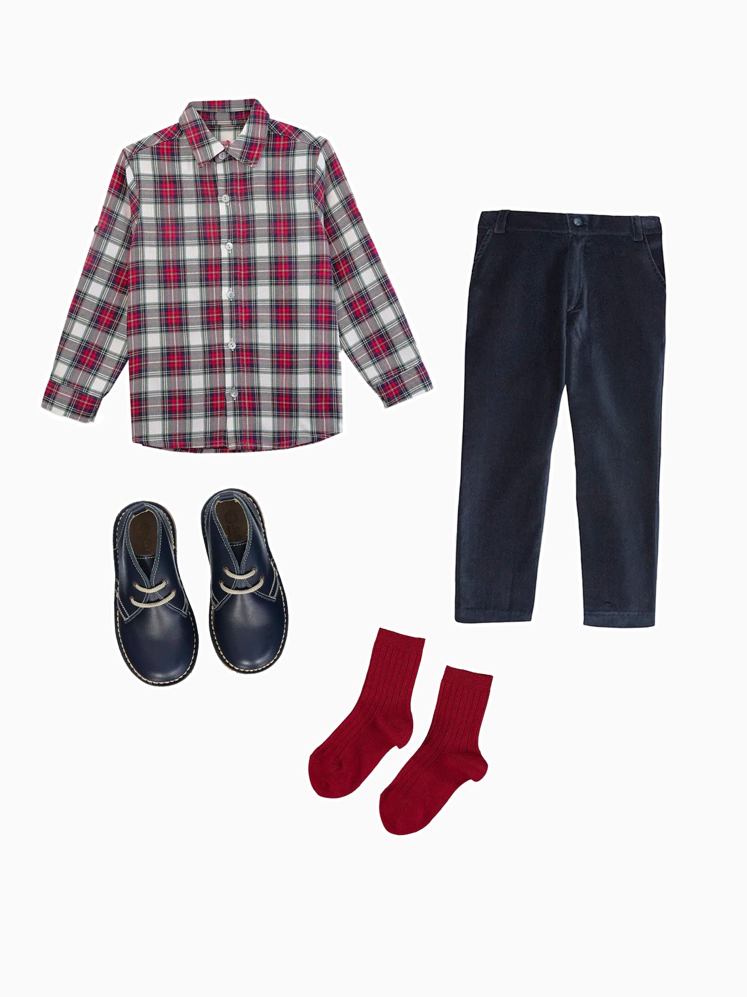 Ivory Tartan Nico Boy Shirt