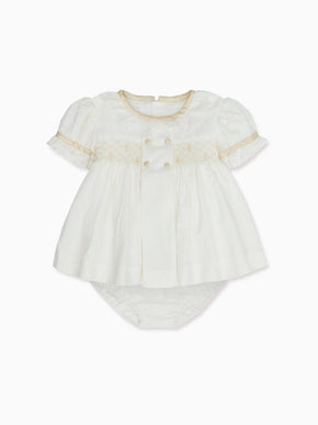 Ivory Santina Smock Ceremony Baby Girl Set