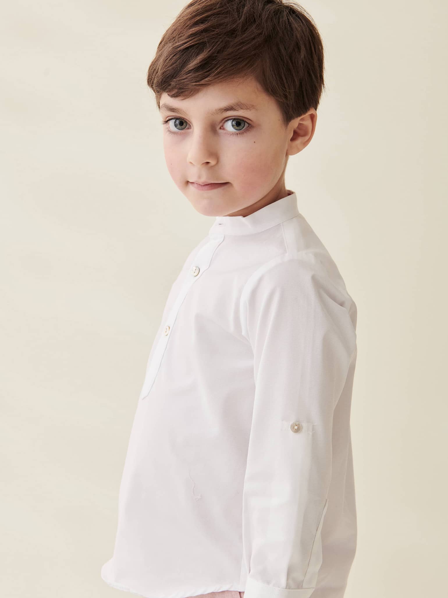 White Jazmin Linen Mix Boy Shirt