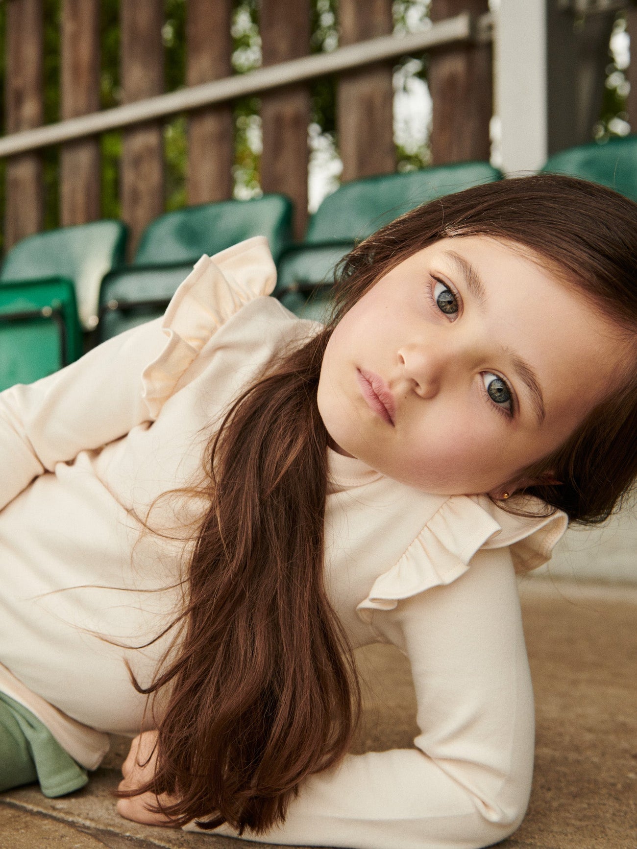 Ivory Maria Frill Sleeve Long Sleeve Girl Top