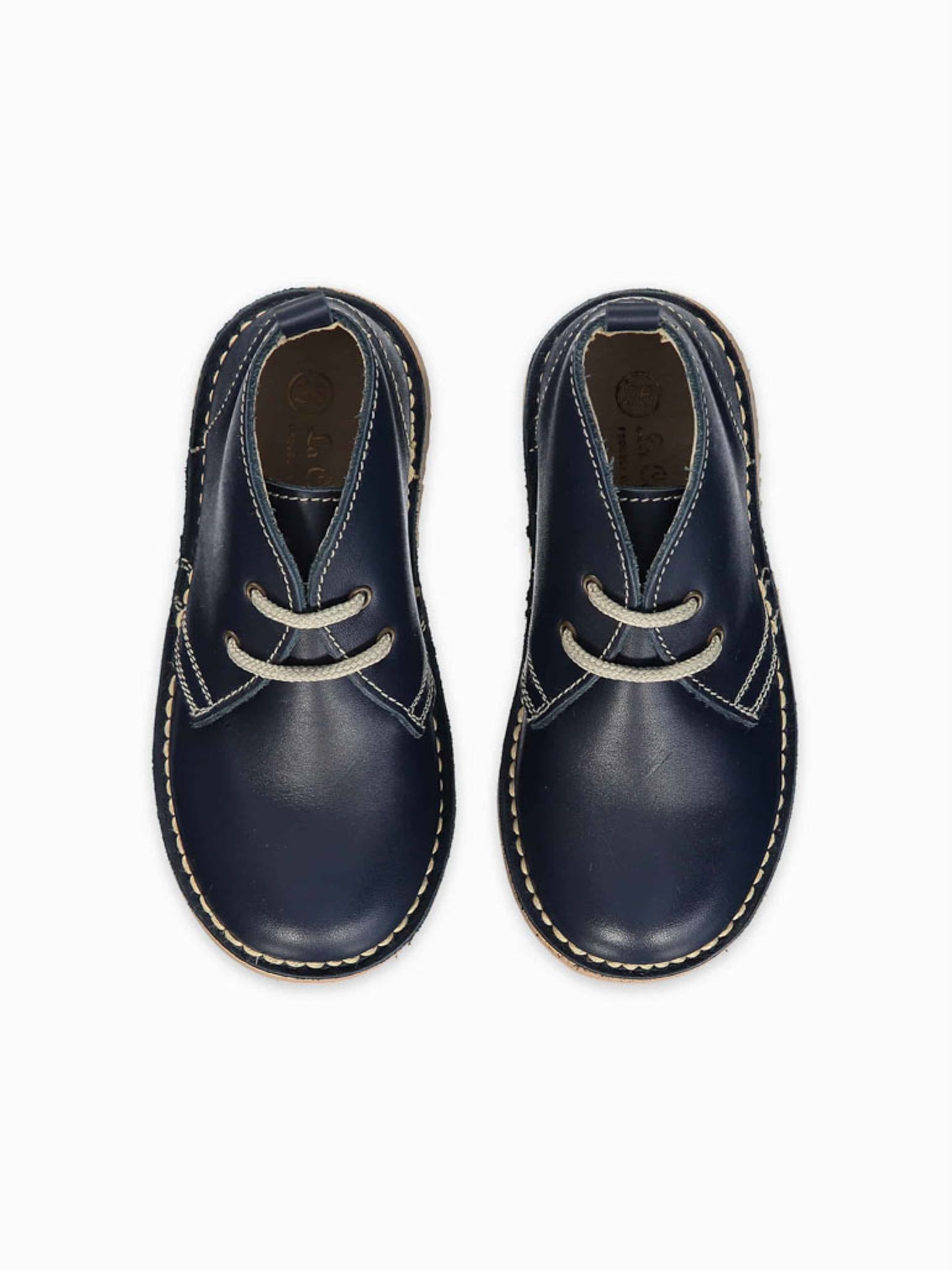 Navy Leather Kids Desert Boots Classic Kids Leather Boots – La