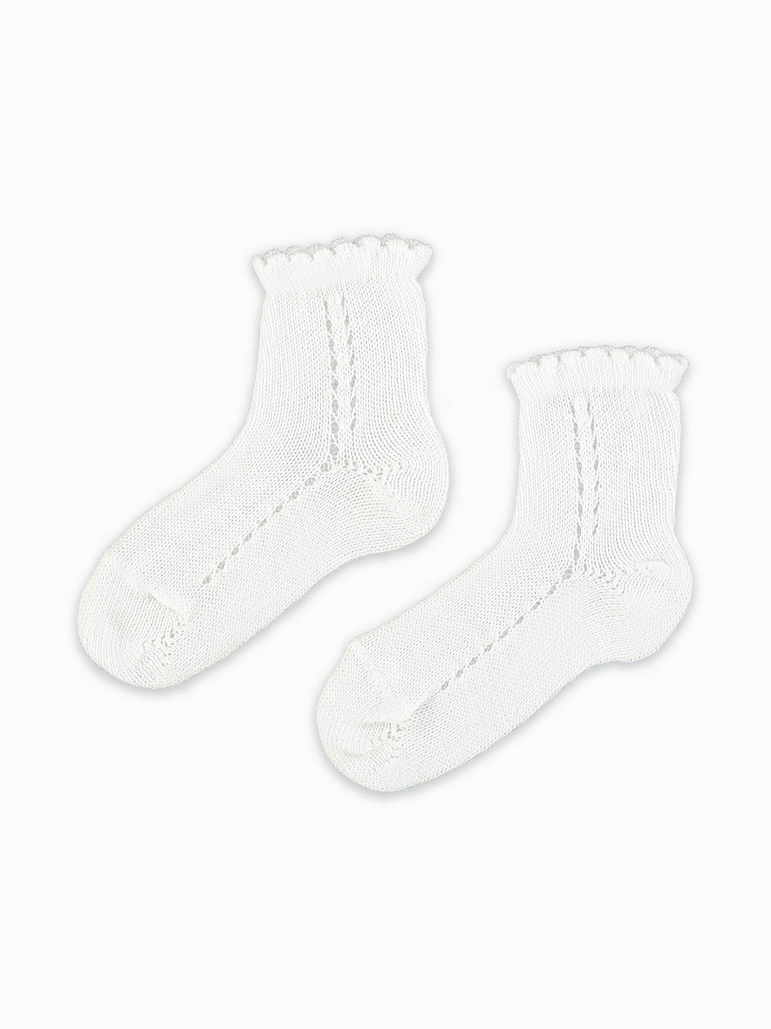 White Openwork Short Girl Socks