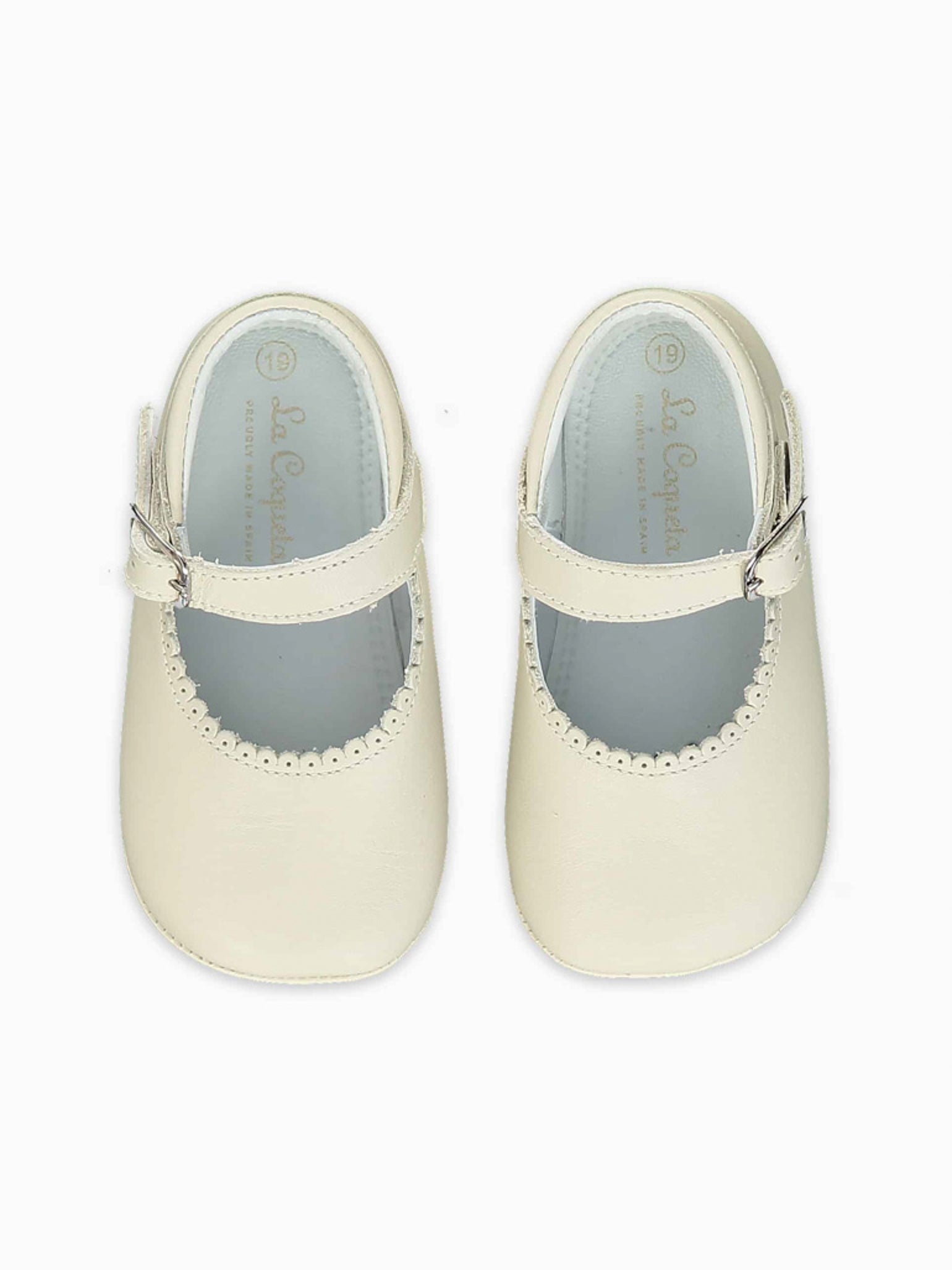 Ivory Leather Baby Mary Jane Shoes La Coqueta Kids UK