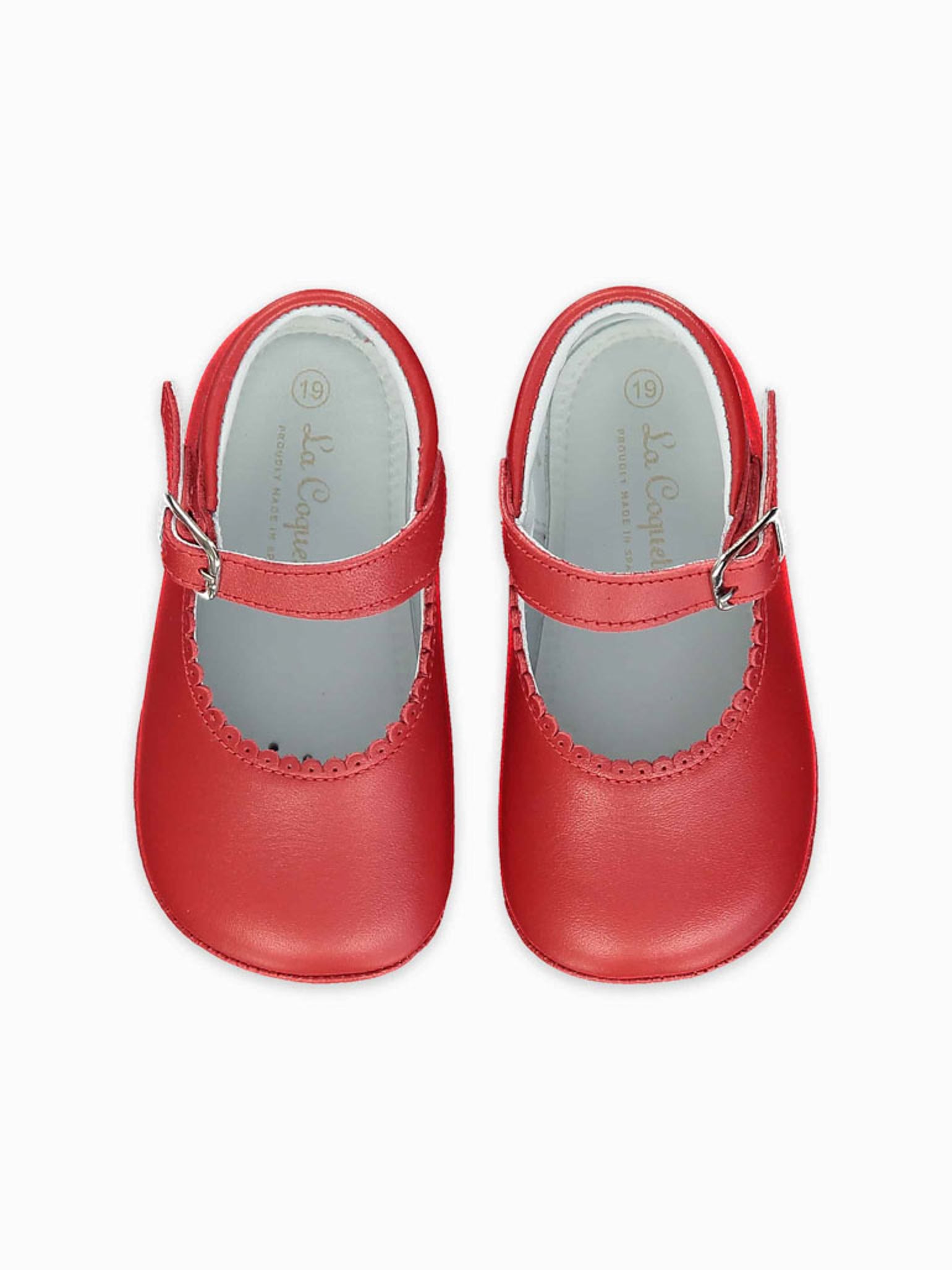 faktum tale Hest Red Leather Baby Mary Jane Shoes – La Coqueta Kids