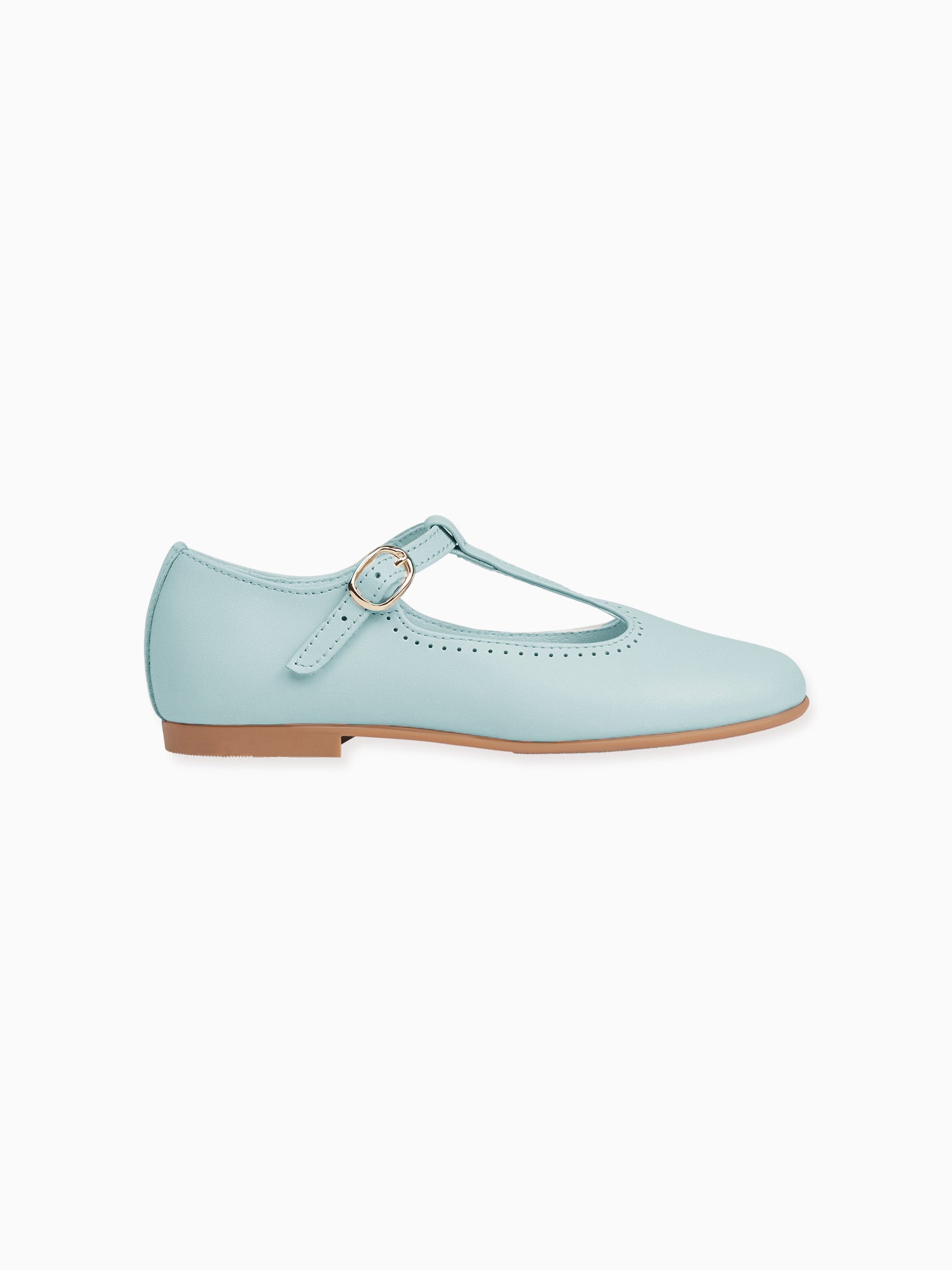 Light Blue Leather Girl T-Bar Shoes