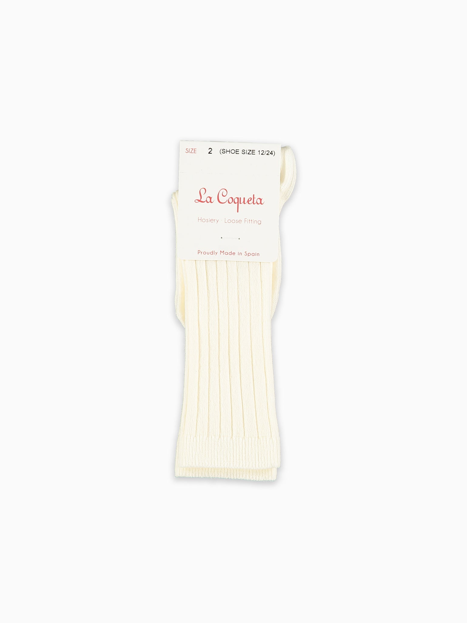 Off White Ribbed Knee High Kids Socks