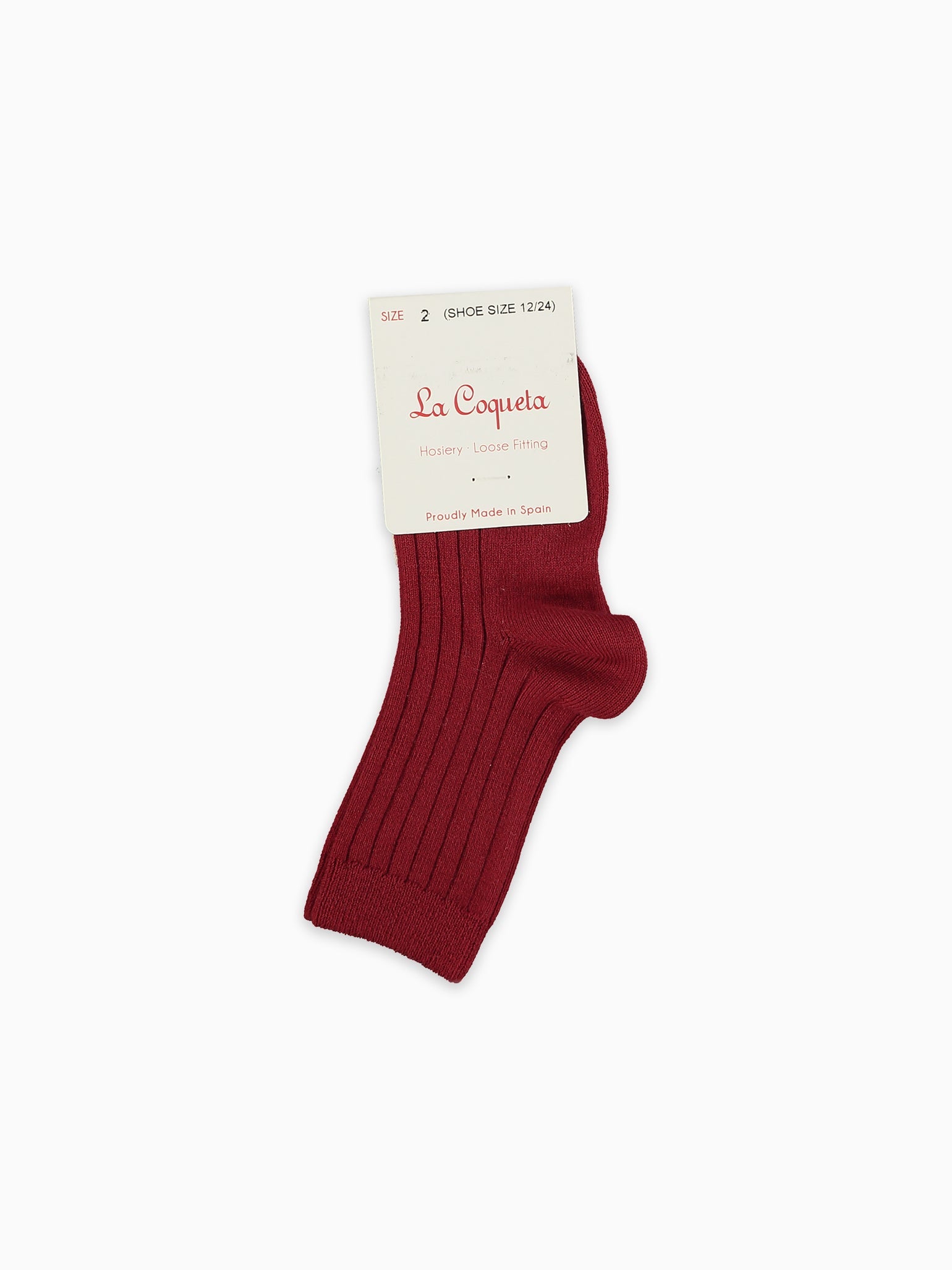 Burgundy Ribbed Short Kids Socks