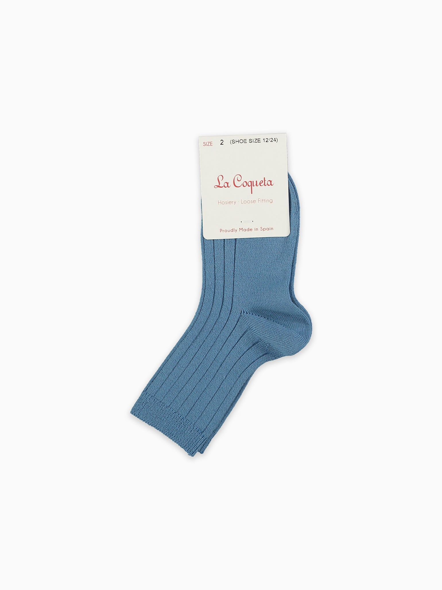 Dusty Blue Ribbed Short Kids Socks