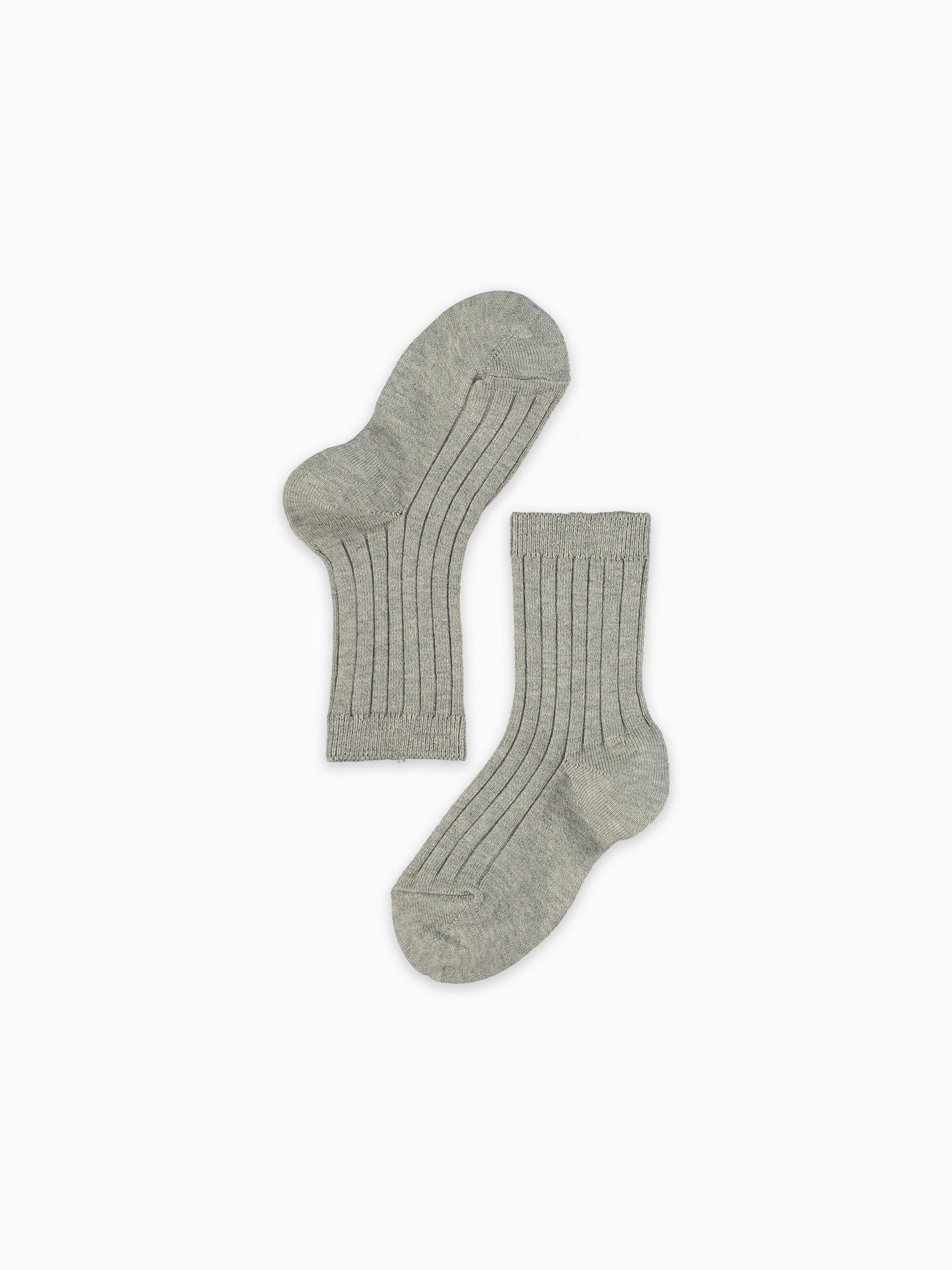 Light Grey Melange Ribbed Short Kids Socks