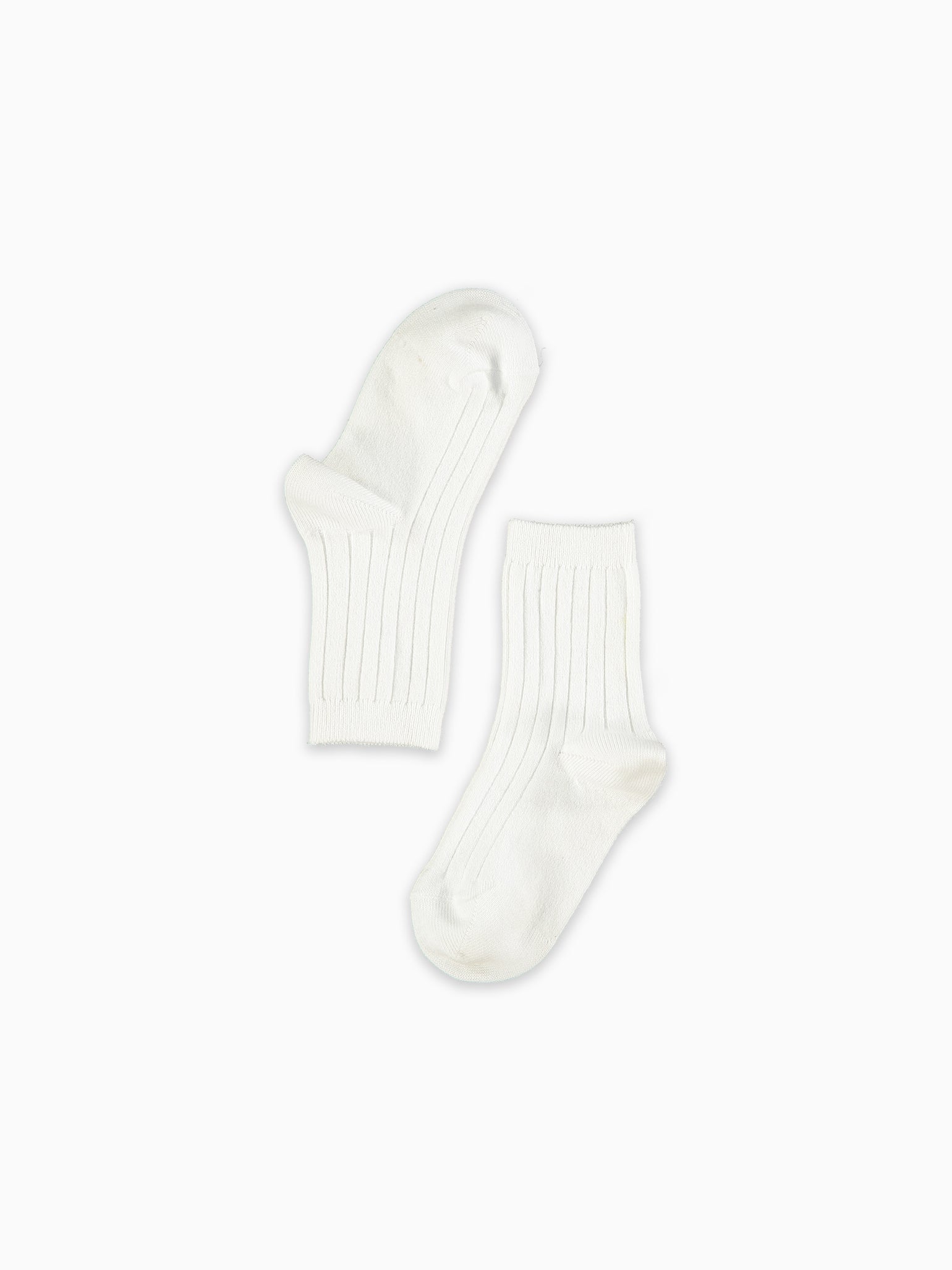 White Ribbed Short Kids Socks