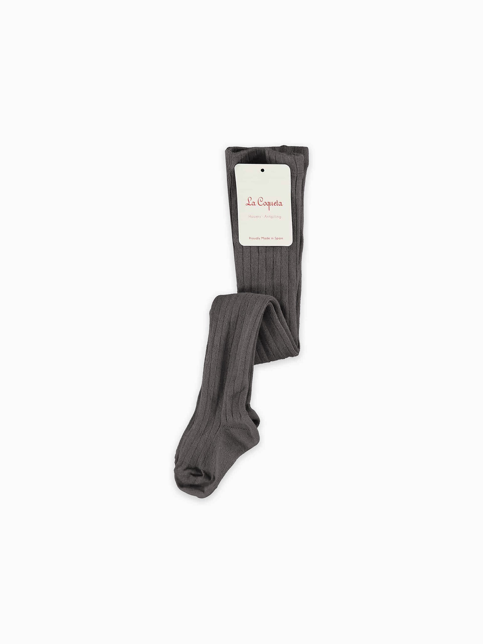 Dark Grey Melange Ribbed Kids Tights