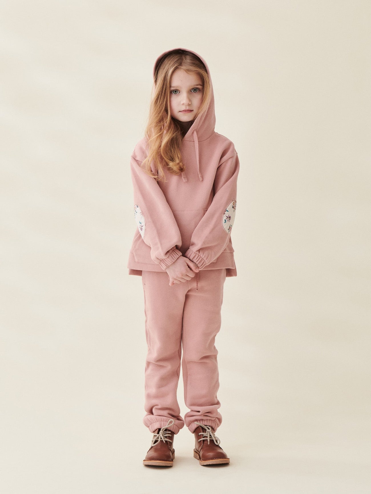 Dusty Pink Serena Hooded Long Sleeve Girl Sweatshirt