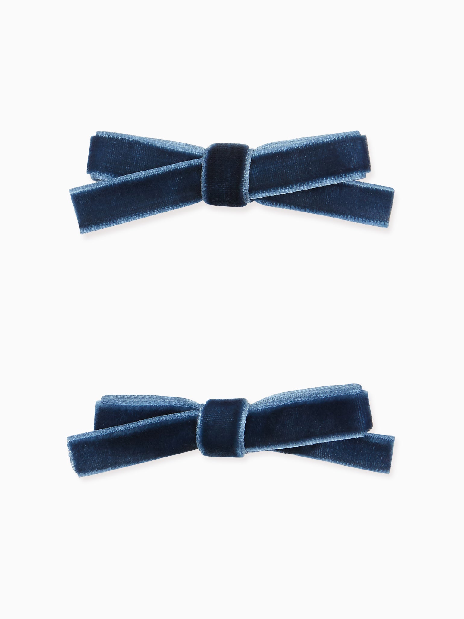 Navy Small Bow Velvet Girl Clips Set 2