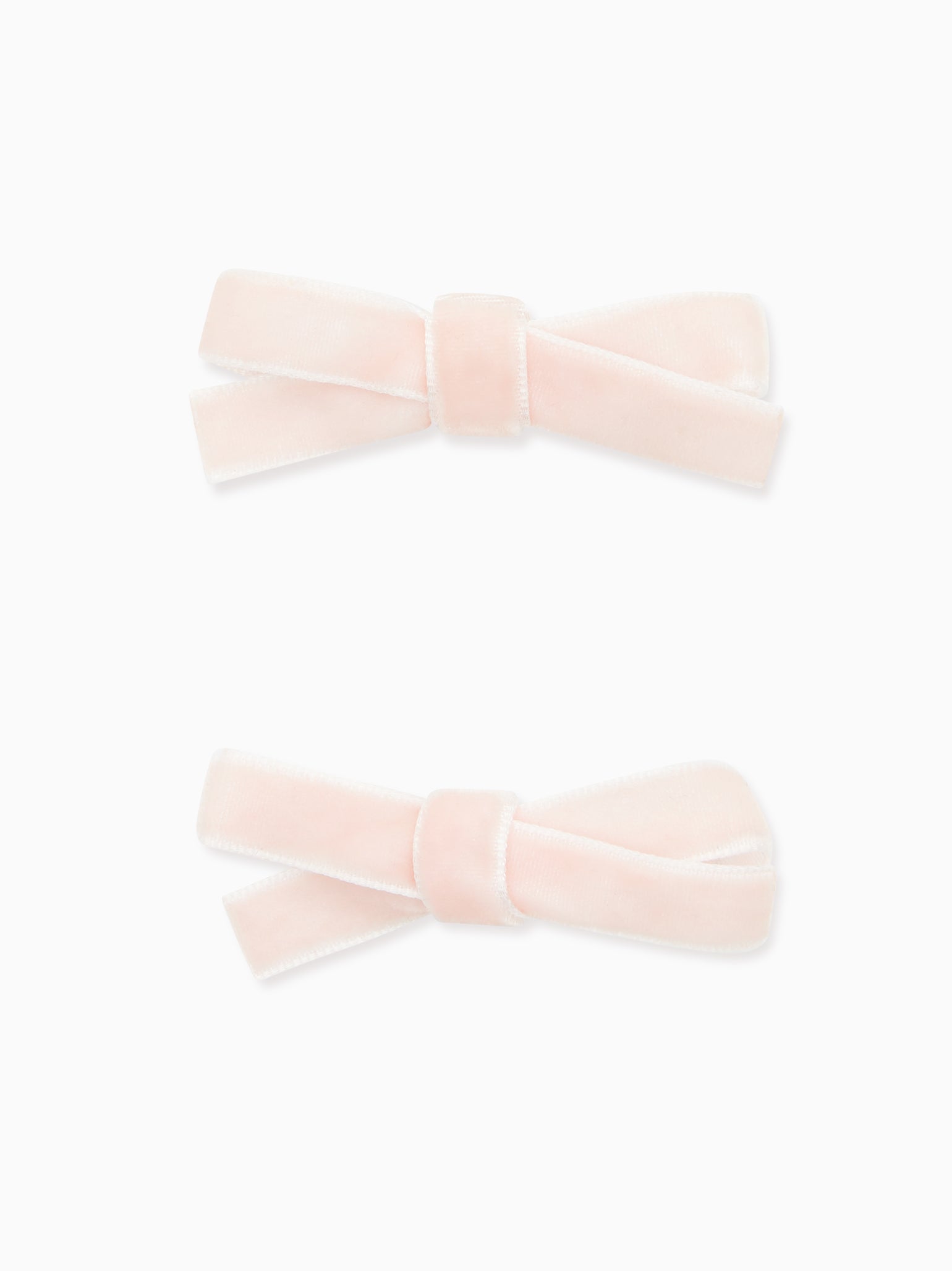 Pink Small Bow Velvet Girl Clips Set 2