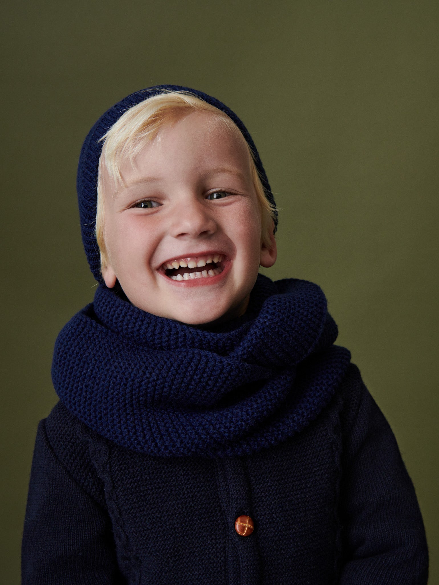 Navy Zas Merino Boy Cardigan