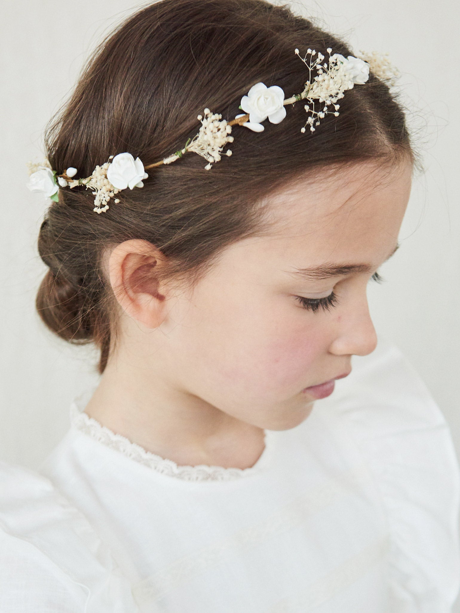 Ivory Vintage Floral Girl Hair Garland