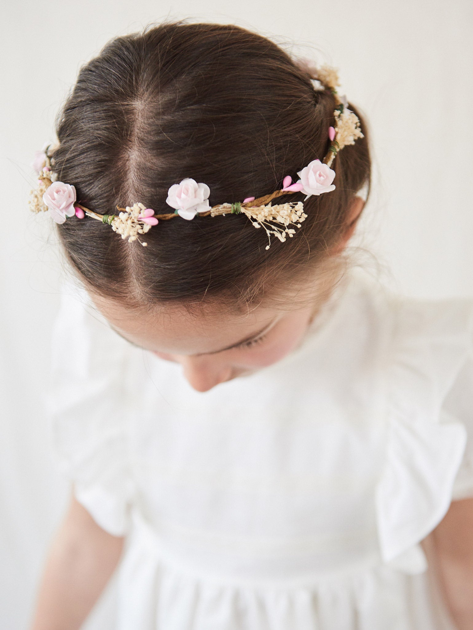 Rose Pink Vintage Floral Girl Hair Garland