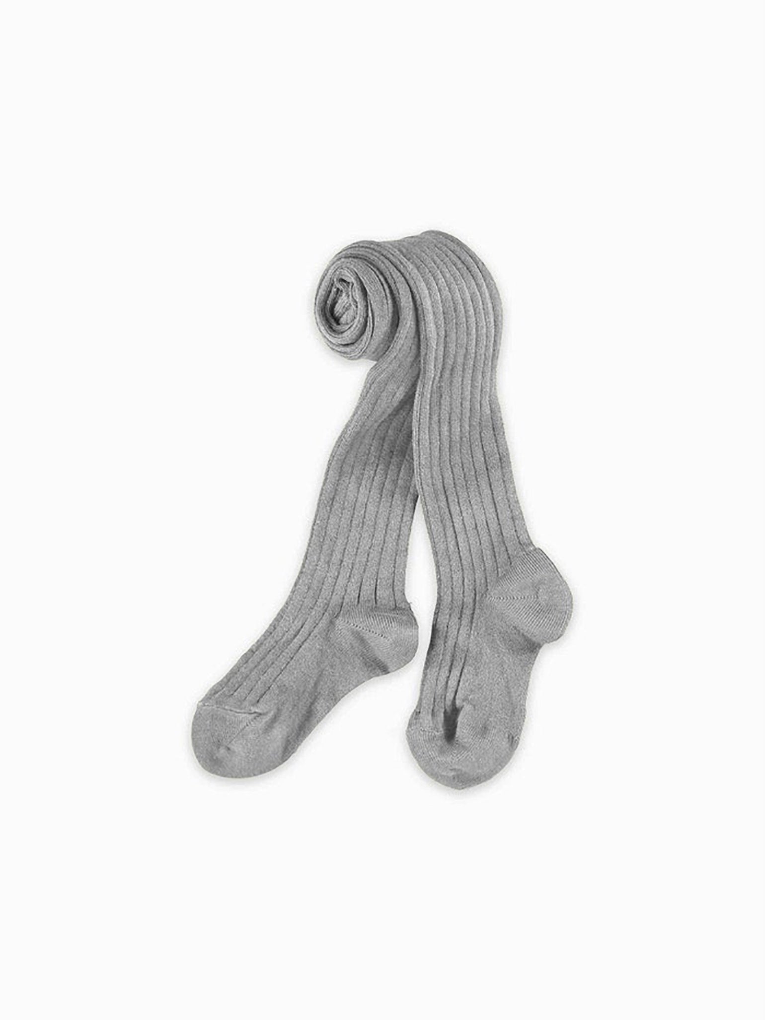 Light Grey Melange Ribbed Kids Tights