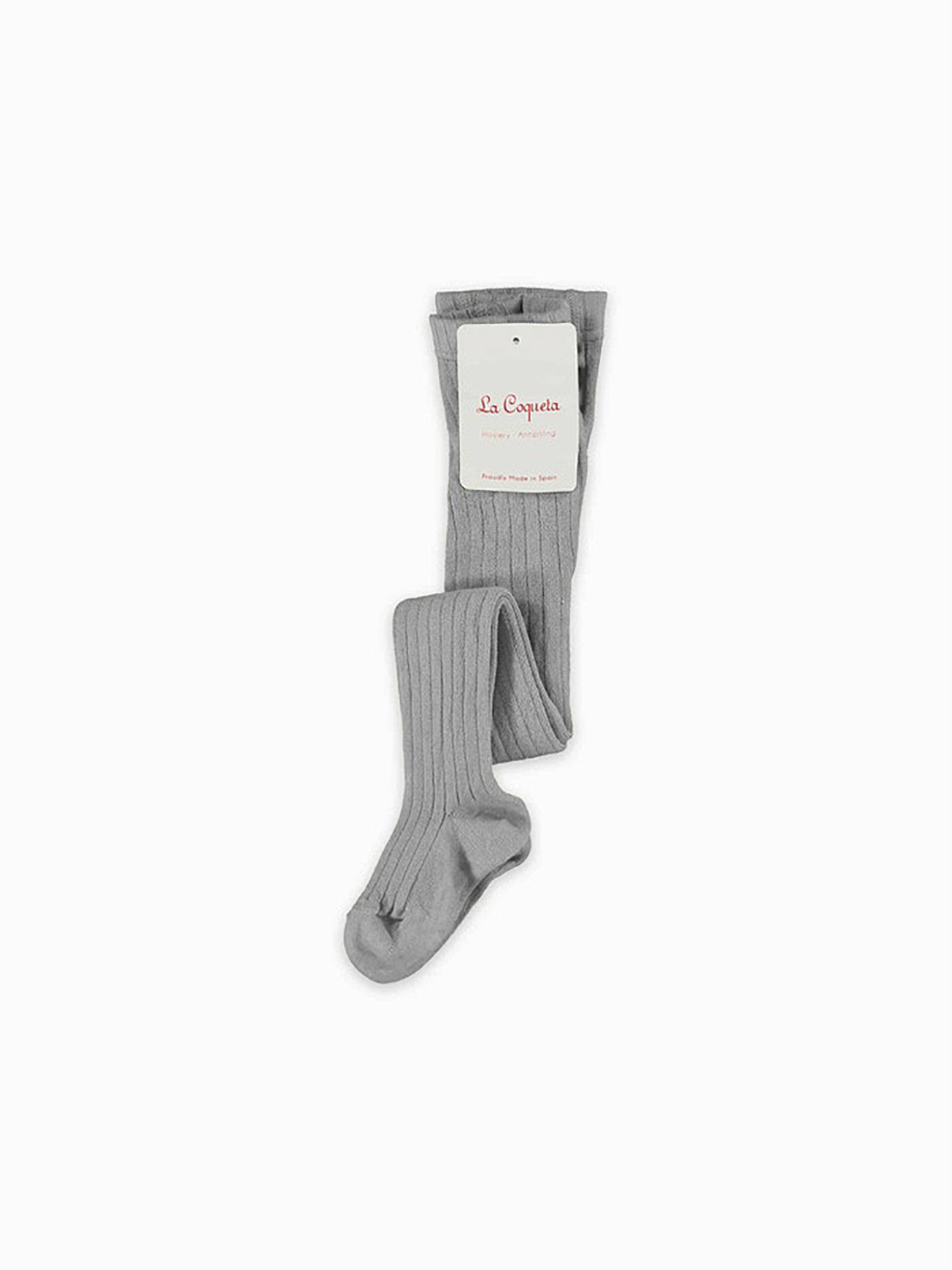 Light Grey Melange Ribbed Kids Tights