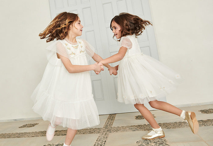 Ivory Santina Smock Ceremony Girl Dress | La Coqueta Kids UK