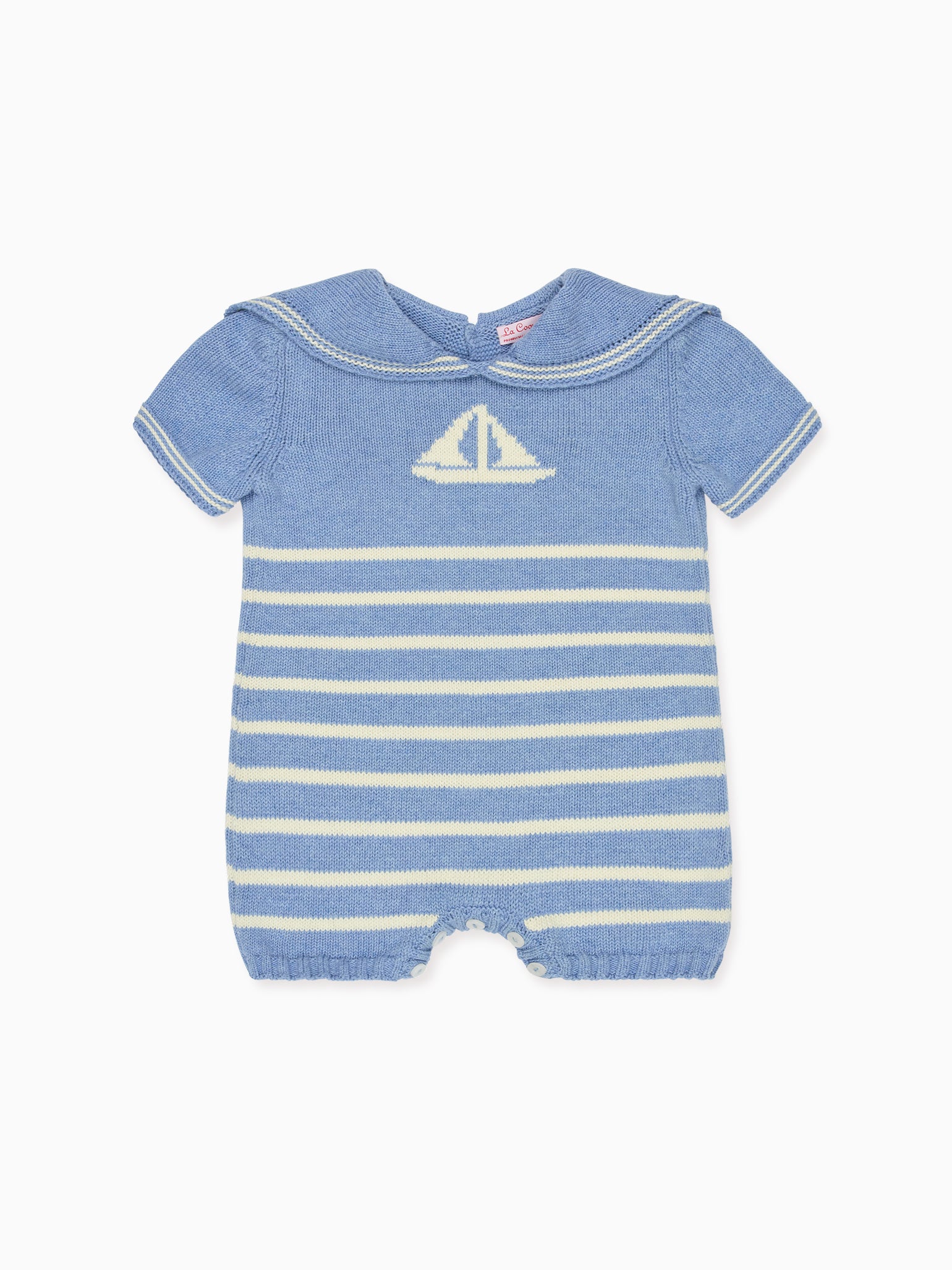Blue Adrin Cotton Baby Knitted Playsuit