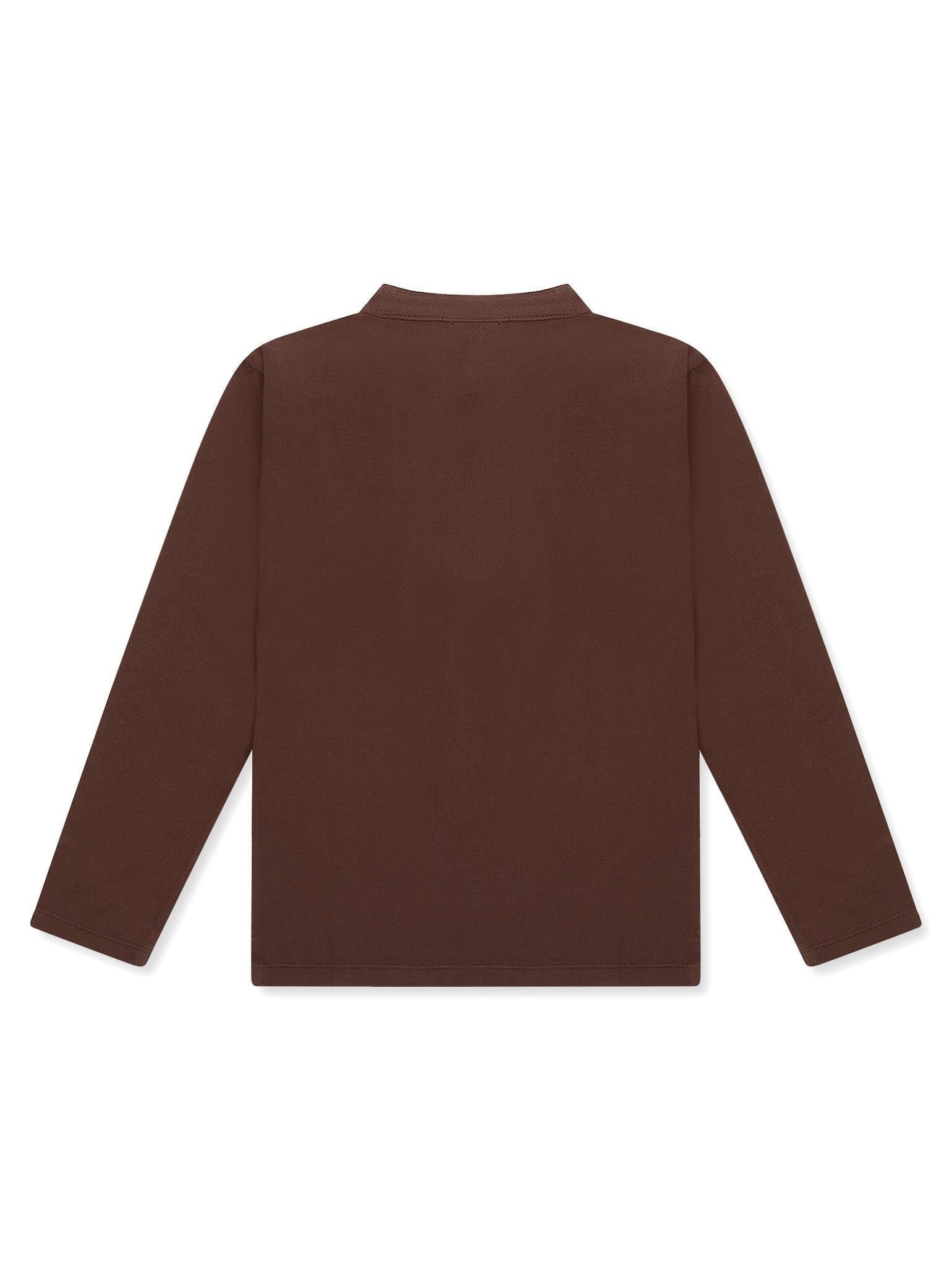 Chocolate Alcomo Long Sleeve Boy Polo Shirt